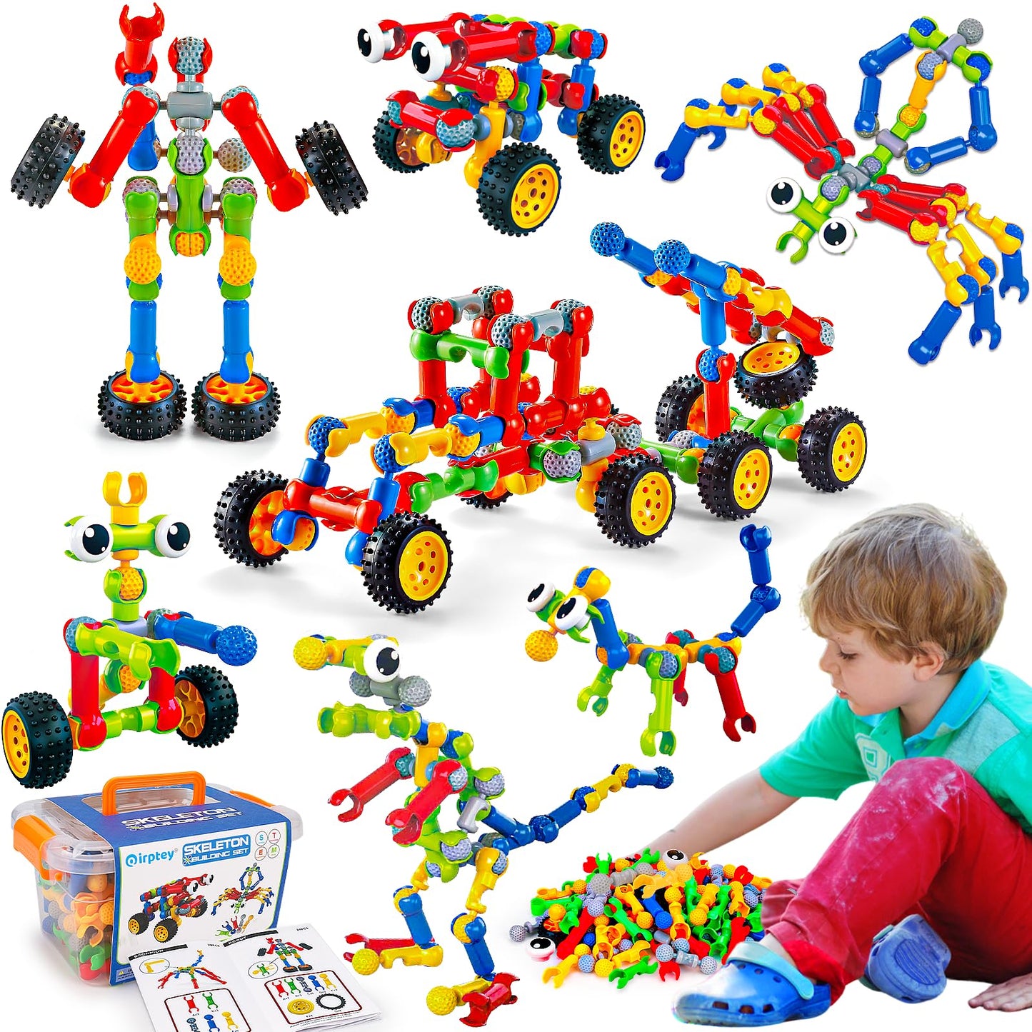 Qirptey Kids STEM Building Toys - 125 Pieces for 3-8+ Year Olds