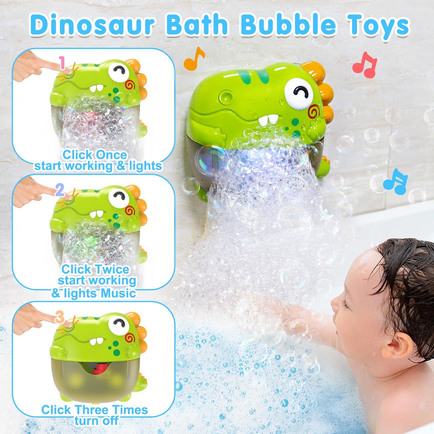 Qirptey Toddler Bubble Bath Toys - Light Up Bubble Maker with Music for Ages 3-5