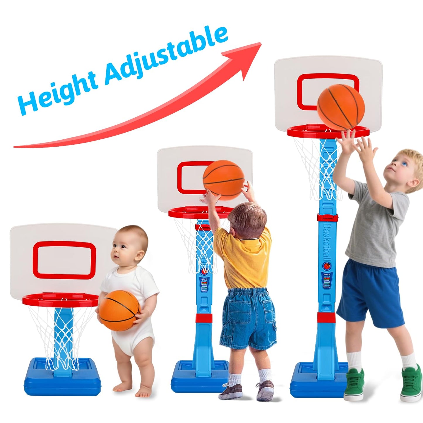 Qirptey Toddler Adjustable Basketball Hoop – Indoor & Poolside Mini Goal with Pump