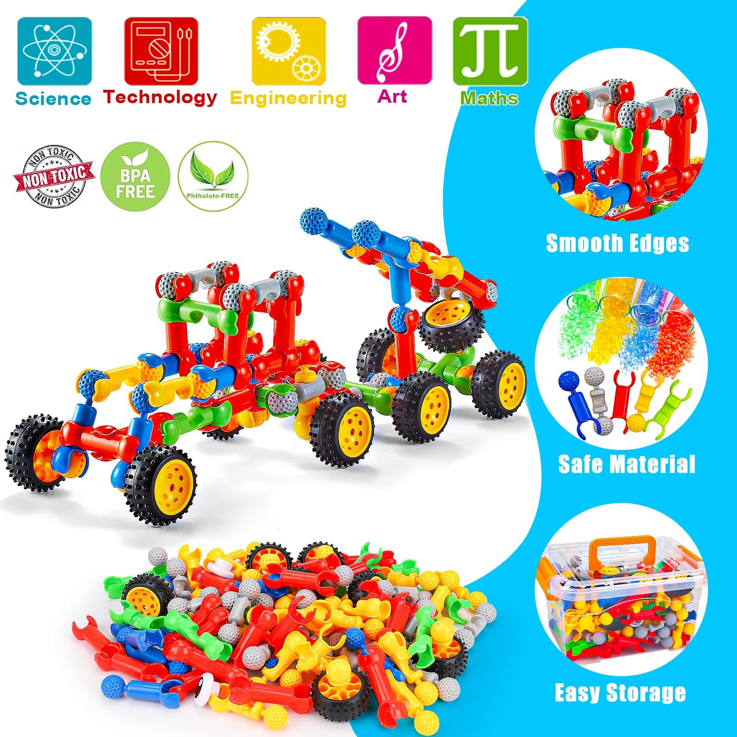 Qirptey Kids STEM Building Toys - 125 Pieces for 3-8+ Year Olds