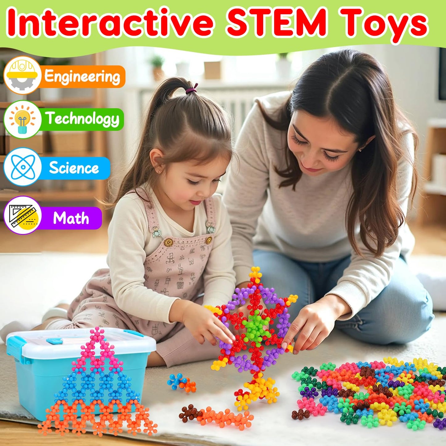 Qirptey 300-Piece STEM Building Blocks for Kids 3-8 | Interlocking Discs Set