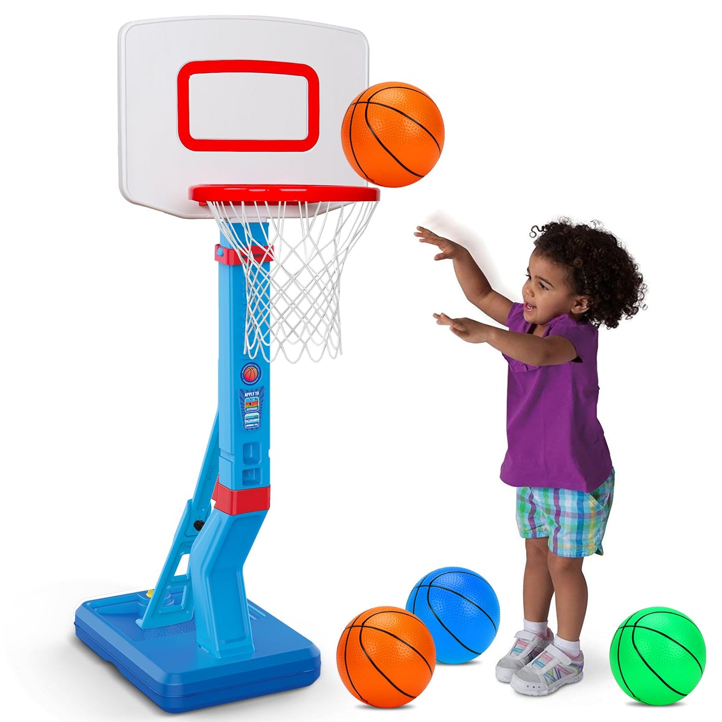 Qirptey Toddler Adjustable Basketball Hoop – Indoor & Poolside Mini Goal with Pump
