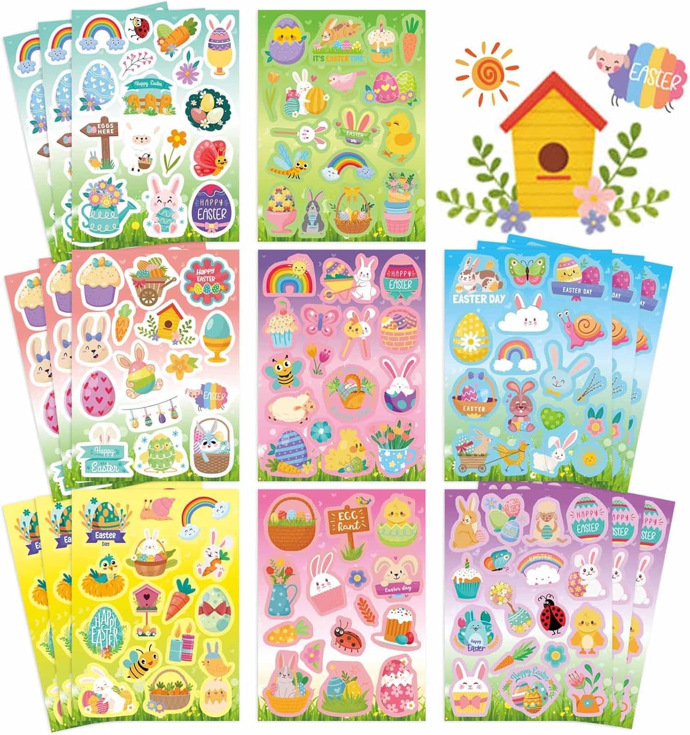 QIRUIMI Easter Stickers – 378Pcs Waterproof Vinyl for Water Bottles, Laptops, Skateboards