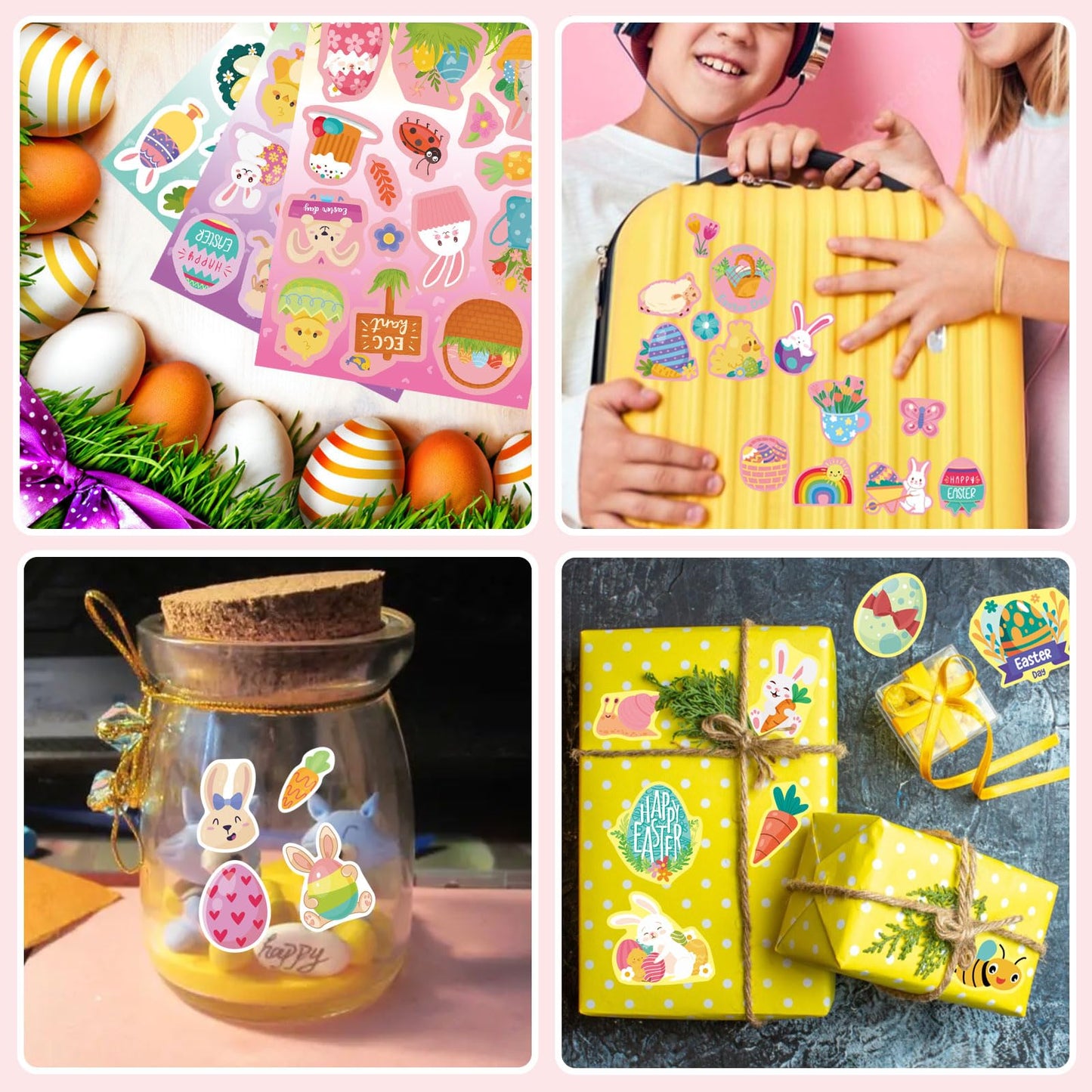 QIRUIMI Easter Stickers – 378Pcs Waterproof Vinyl for Water Bottles, Laptops, Skateboards