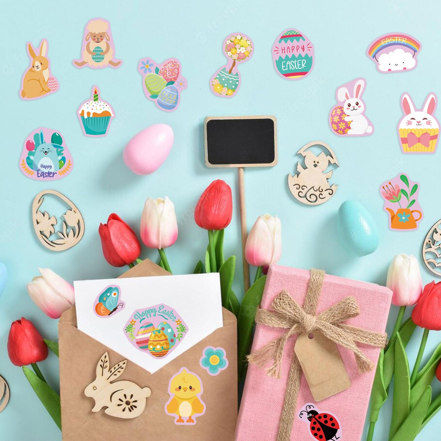 QIRUIMI Easter Stickers – 378Pcs Waterproof Vinyl for Water Bottles, Laptops, Skateboards
