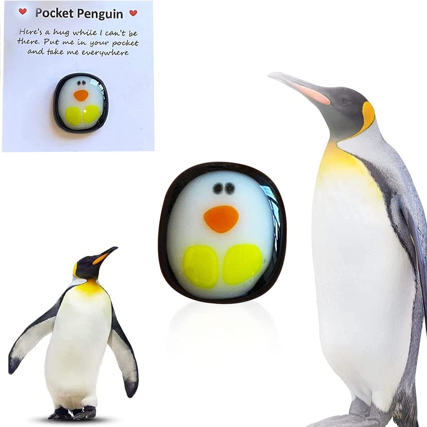 Qitiieli Pocket Penguin Hug — Mini Resin Penguin Gift with Encouragement Card