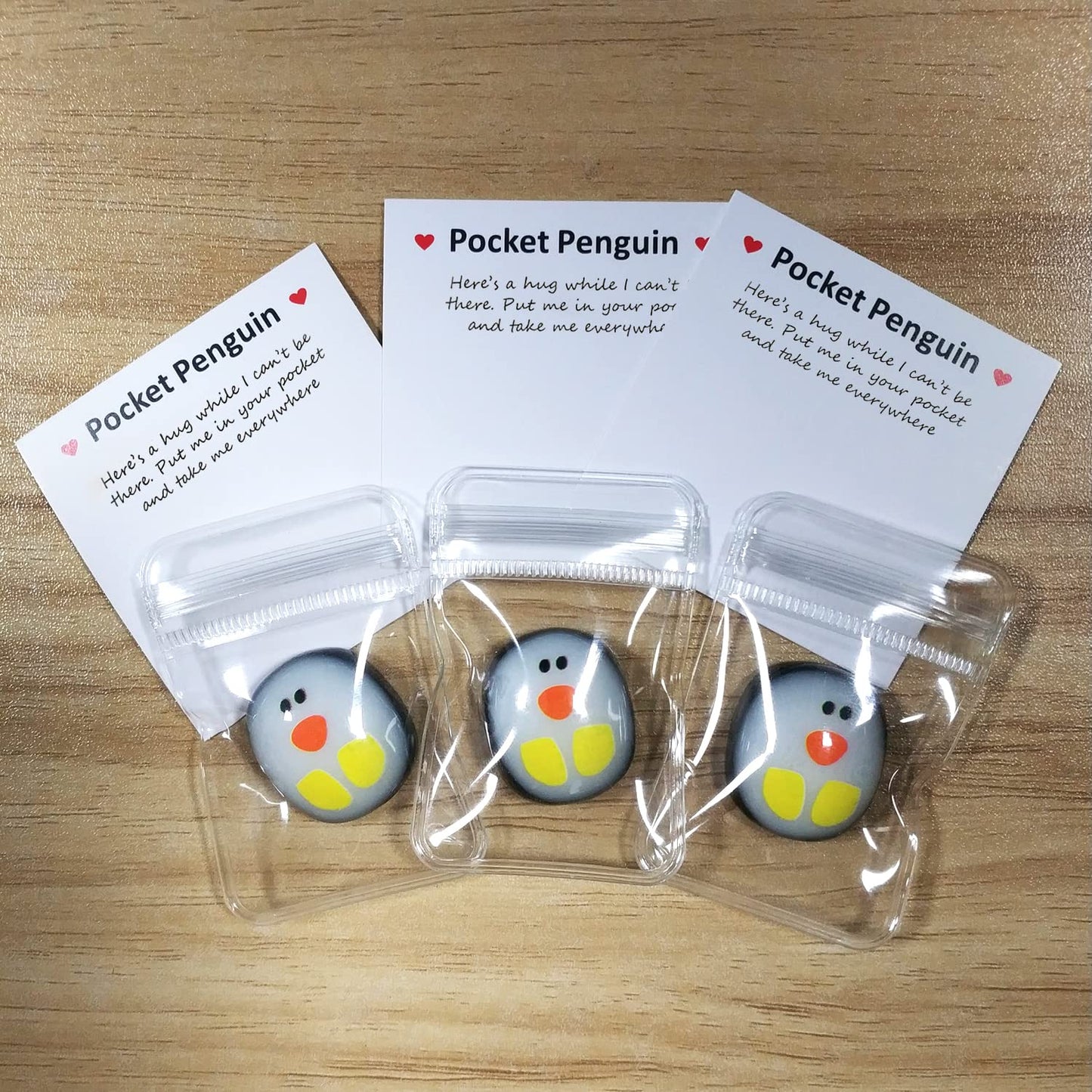 Qitiieli Pocket Penguin Hug — Mini Resin Penguin Gift with Encouragement Card