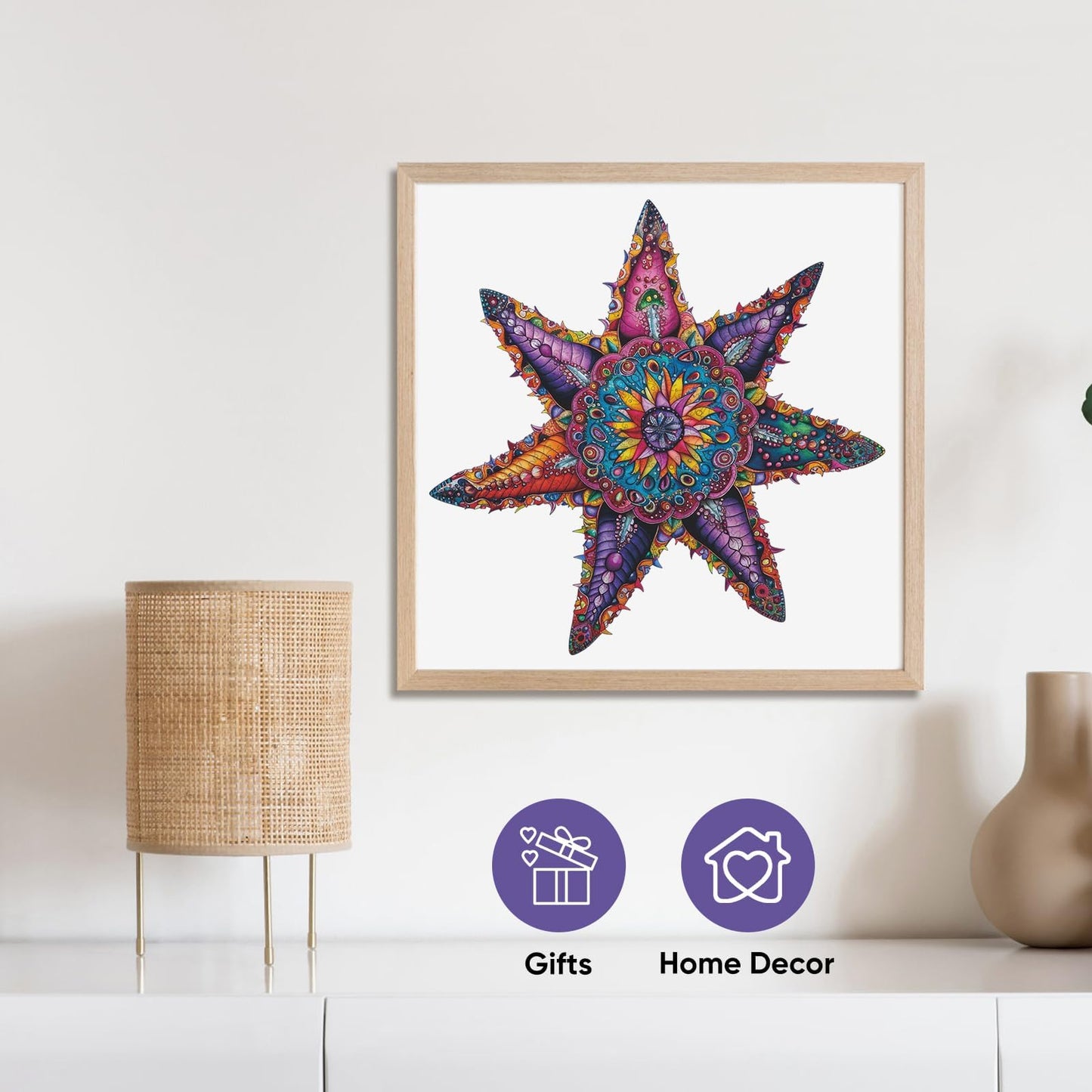 Qiuenisray 500-Piece Wooden Jigsaw Puzzle – Starfish Ocean, FSC-Certified, Wall Decor, 20.3x20.3 in