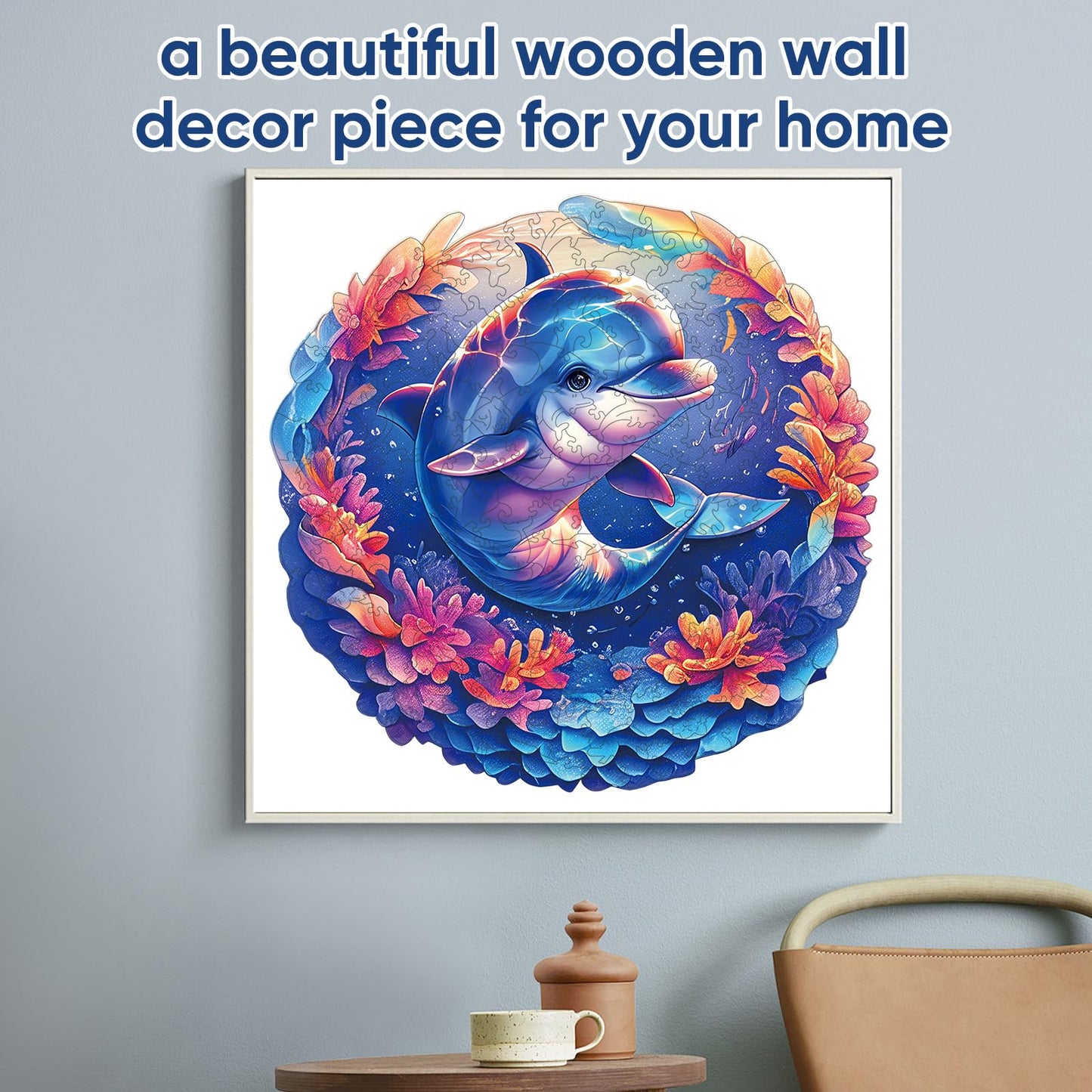 Qiuenisray Dolphin Baby 500-Piece Wooden Jigsaw Puzzle – FSC-Certified Ocean Theme for Adults
