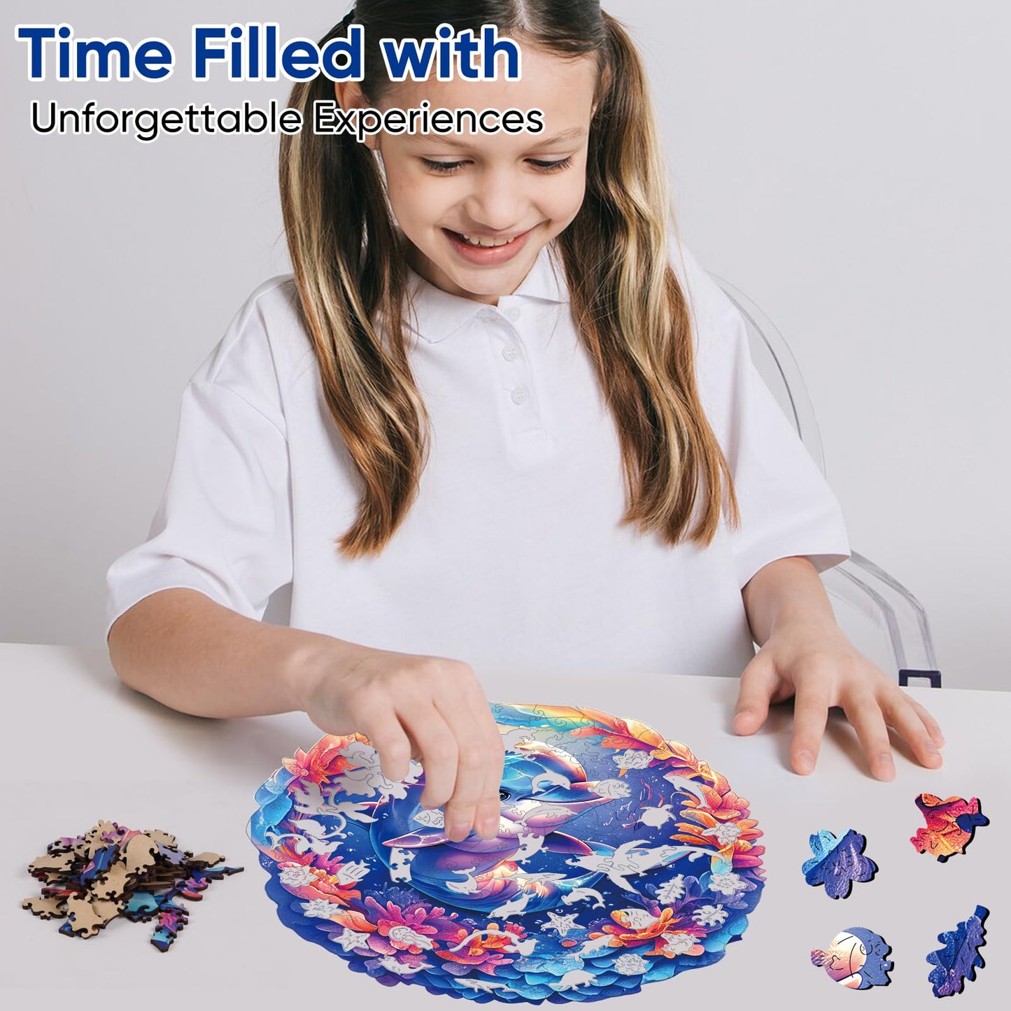 Qiuenisray Dolphin Baby 500-Piece Wooden Jigsaw Puzzle – FSC-Certified Ocean Theme for Adults