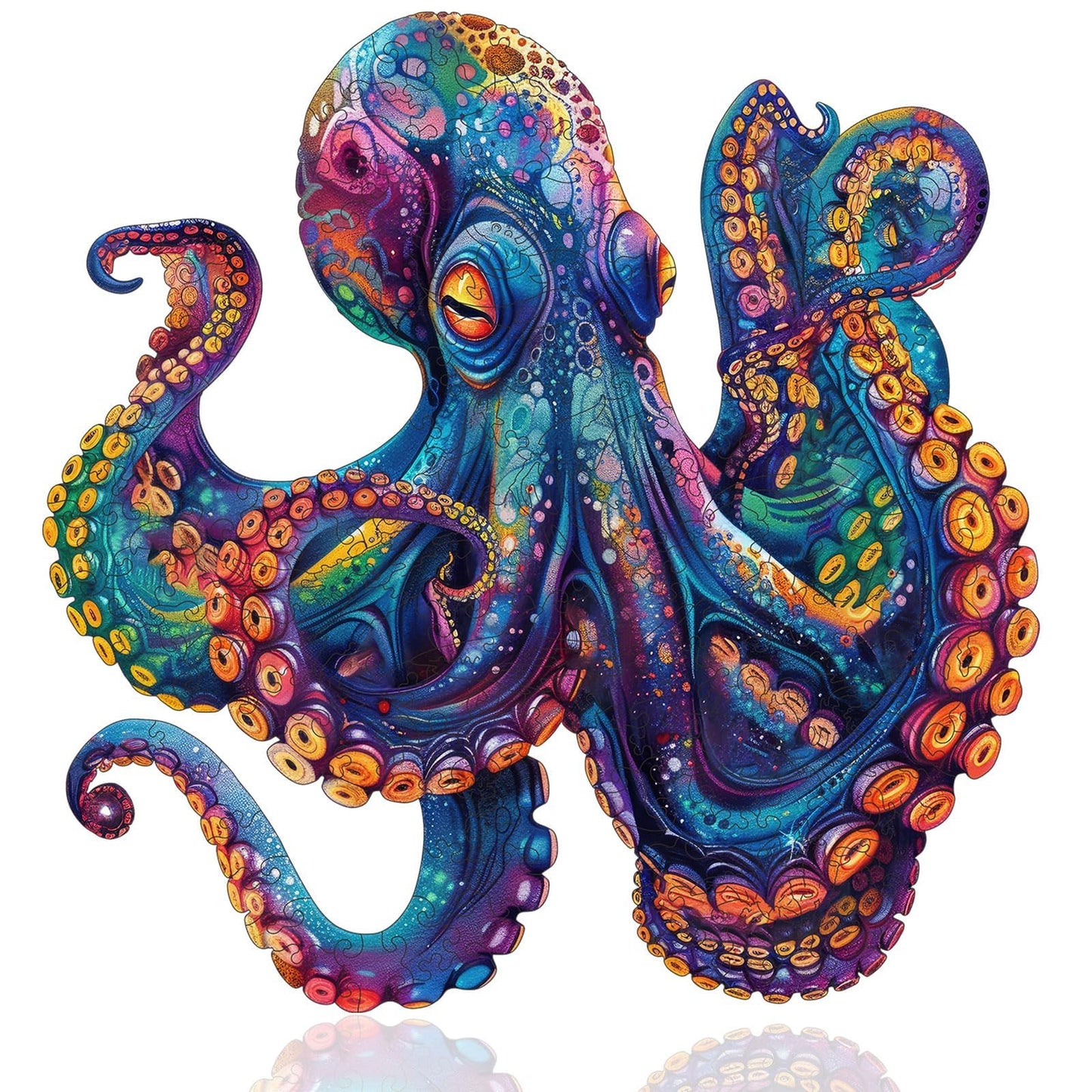 Qiuenisray 1000-Piece Octopus Ocean Wooden Jigsaw Puzzle – FSC Certified, Unique Shape, 23.4x23.5 in | Wall Decor & Family Game