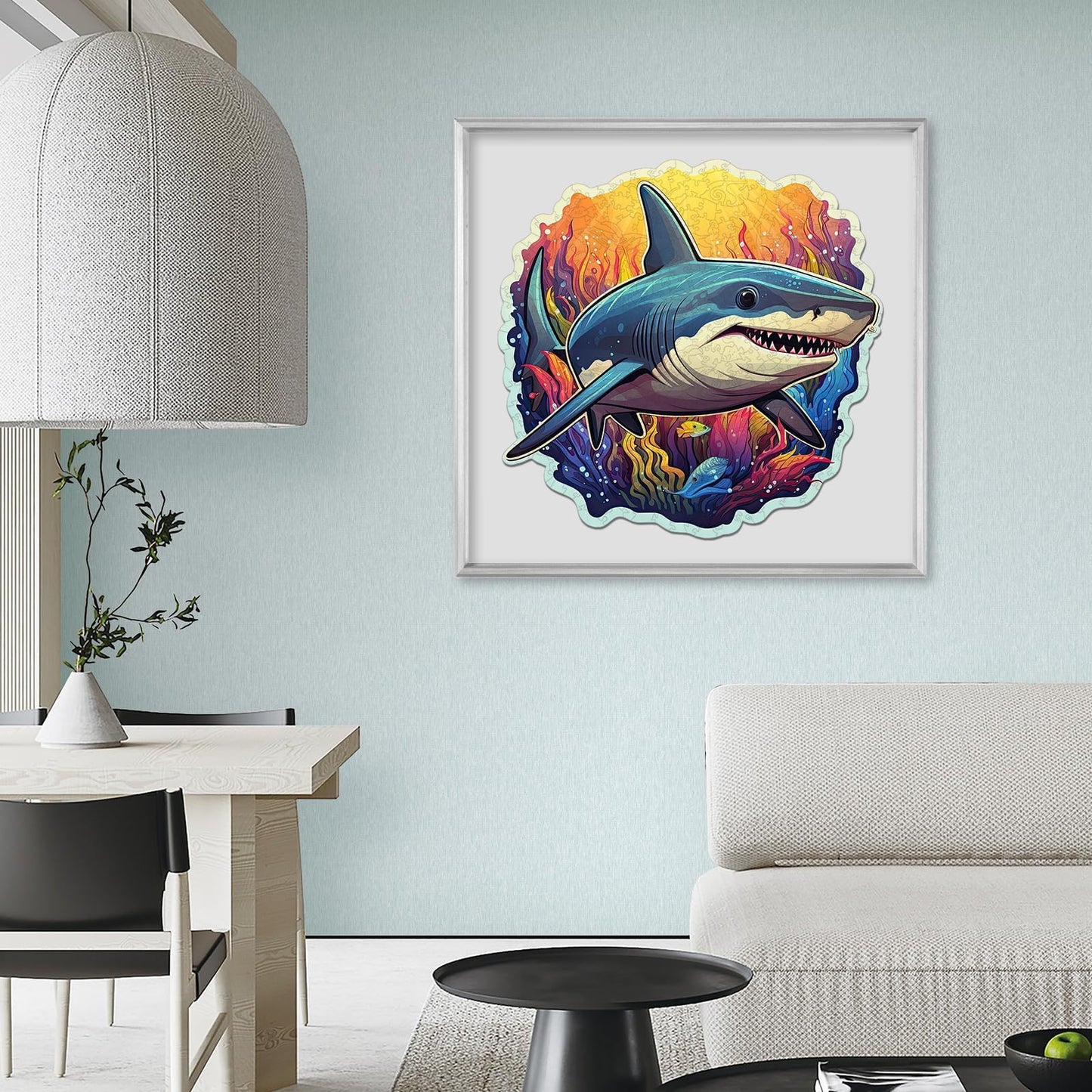 Qiuenisray Wooden Puzzles for Adults – 500 Pieces Ocean Shark Jigsaw, FSC Certified, 16.7x16.5 in