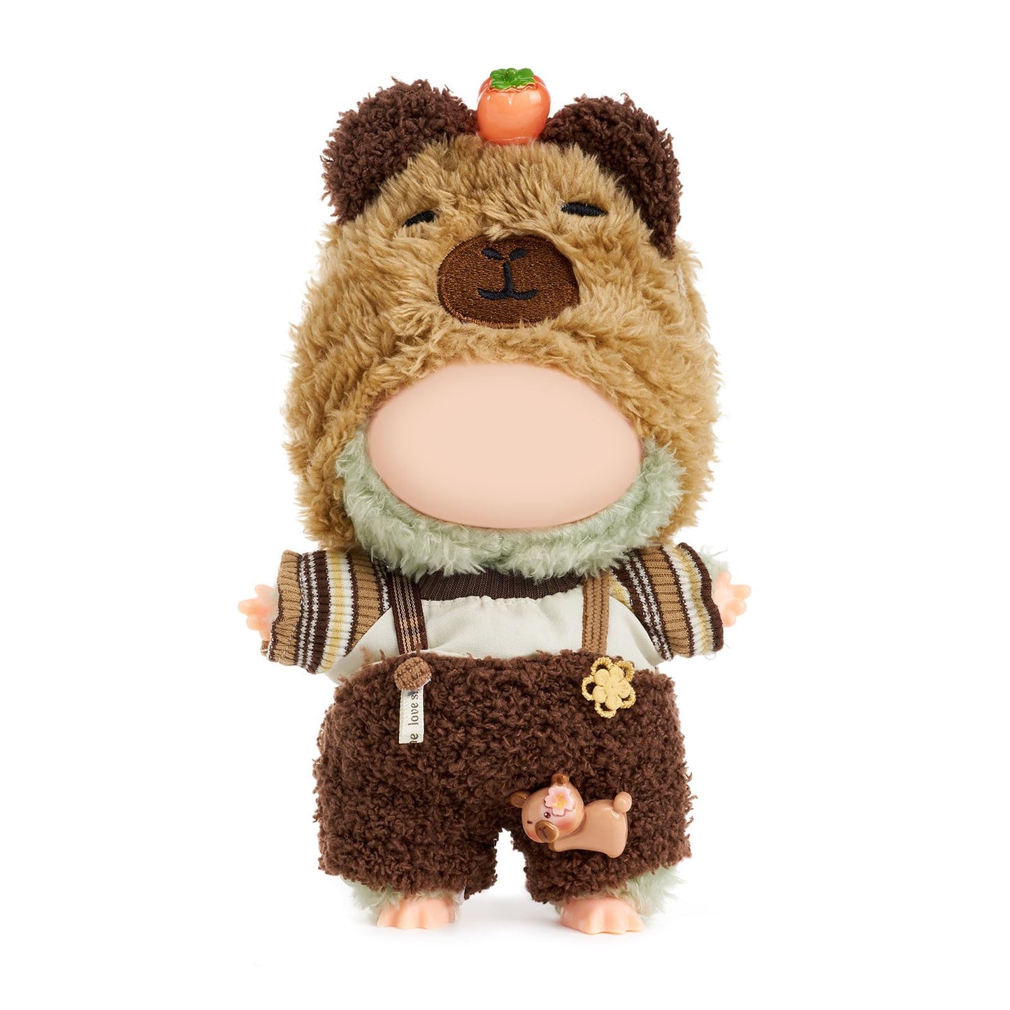 QIUTIMIY Capibara Doll Clothes for 17cm Dolls – Head Cover, Top & Overalls