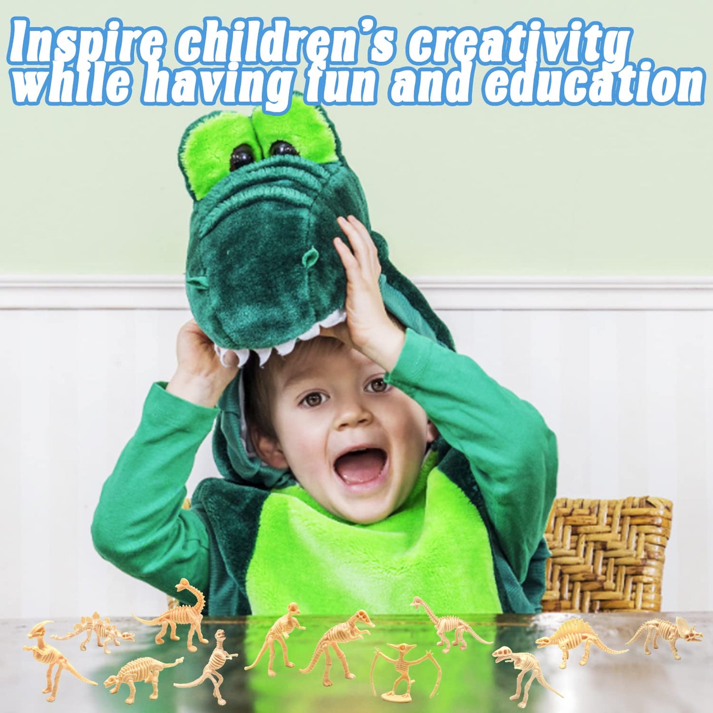 Qiuttnqn 60 Pack Dinosaur Fossil Skeletons – 12 Styles Plastic Dino Bones for Sand Dig, Science Play & Party Favors