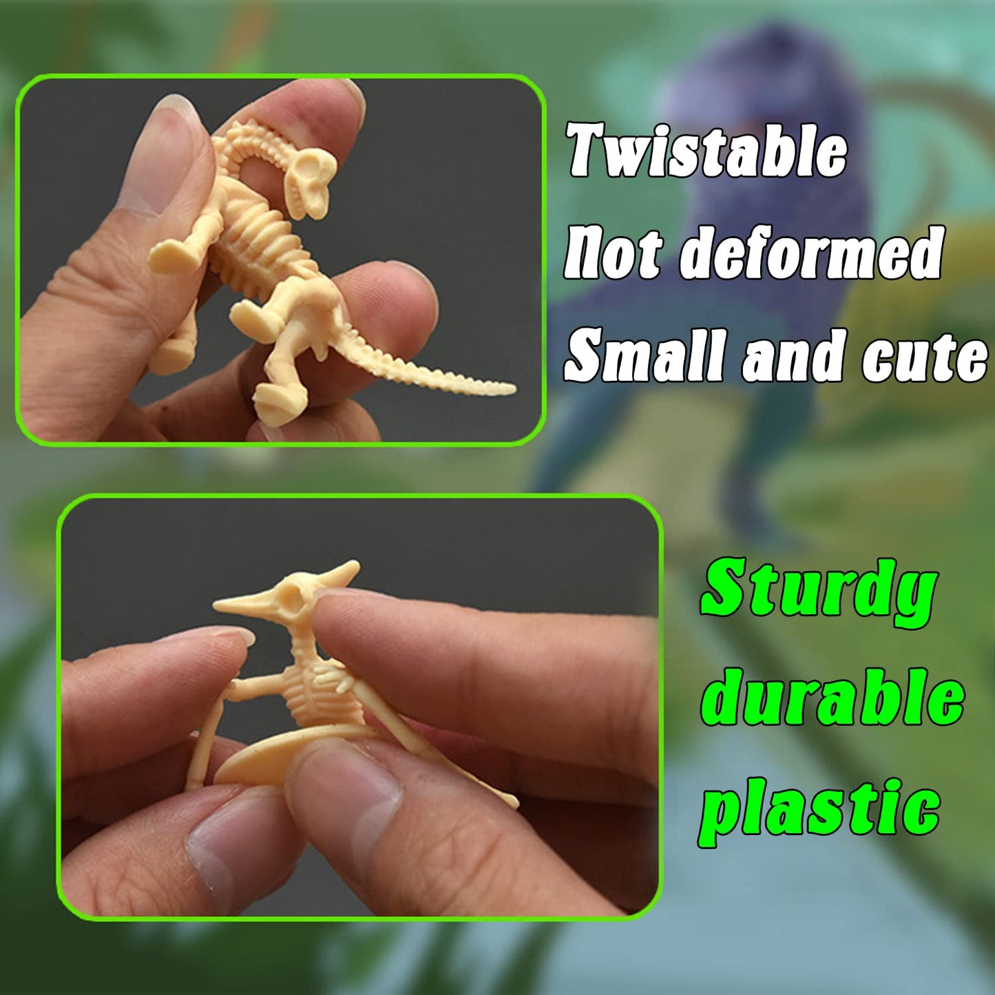 Qiuttnqn 60 Pack Dinosaur Fossil Skeletons – 12 Styles Plastic Dino Bones for Sand Dig, Science Play & Party Favors