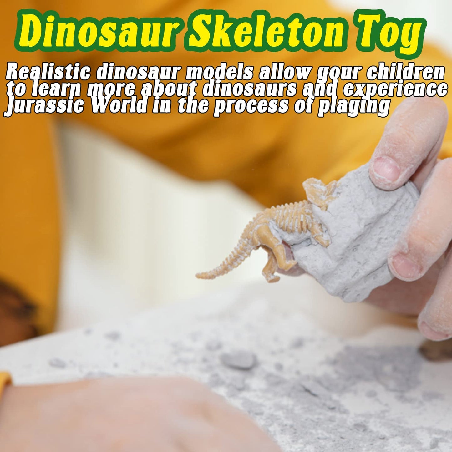 Qiuttnqn 60 Pack Dinosaur Fossil Skeletons – 12 Styles Plastic Dino Bones for Sand Dig, Science Play & Party Favors