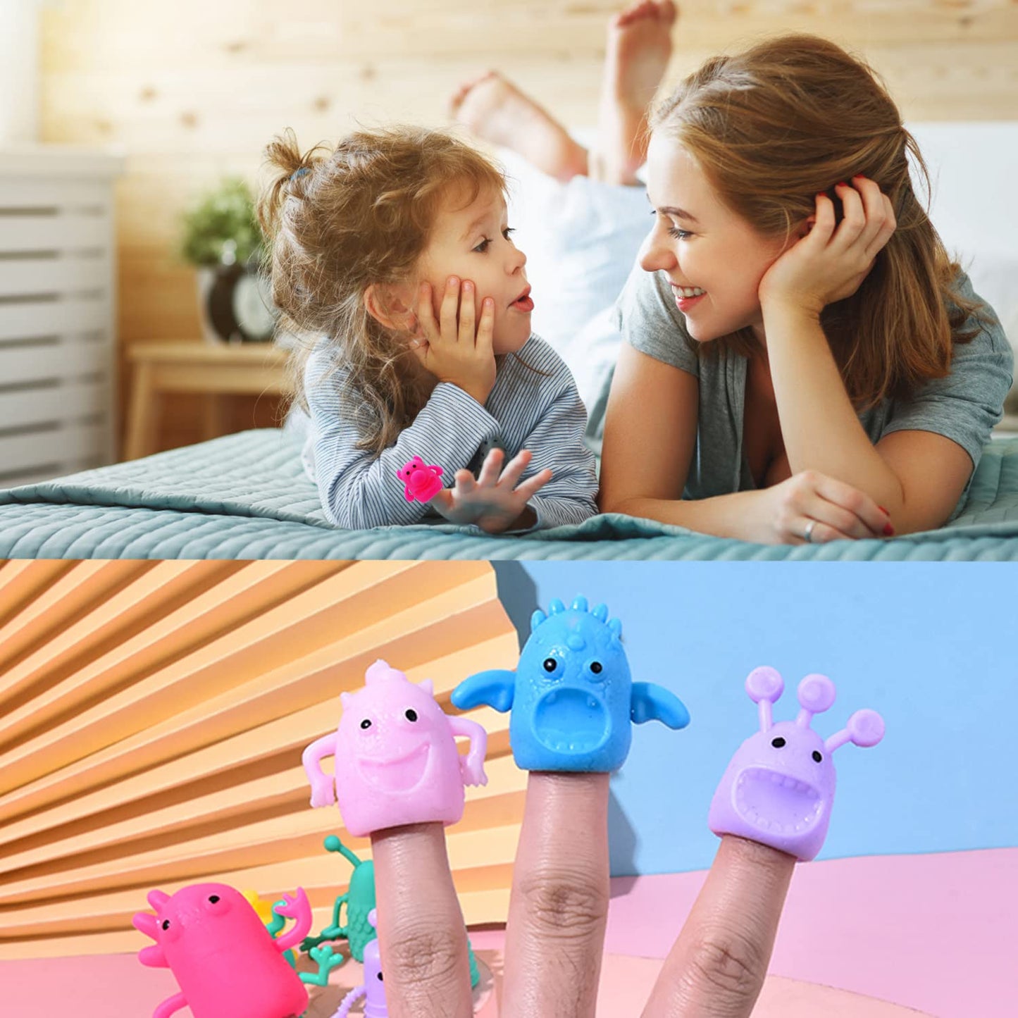 Qiuttnqn 20Pcs Cute Monster Finger Puppets – Soft Fidget Toys for Storytelling & Play