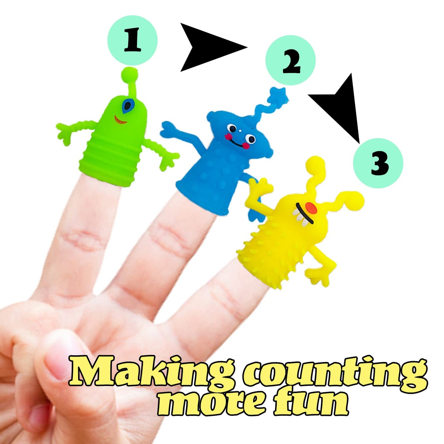 Qiuttnqn 20 Pcs Finger Puppets — Colorful Monster Stretchy Finger Dolls for Parties