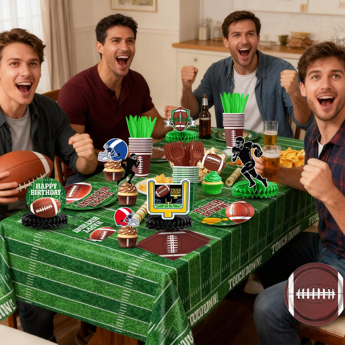 QIYANPAX Football Birthday Party Decorations Set – Serves 24, Complete Game Day Decor