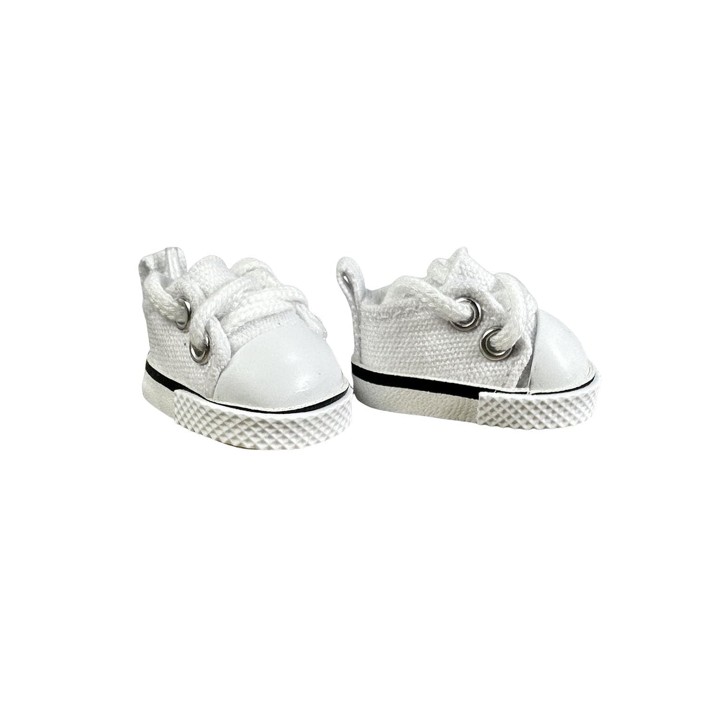 QIXINGWISE 2 Pairs 17cm Doll Shoes – Lace-Up Canvas Sneakers (Red & White)