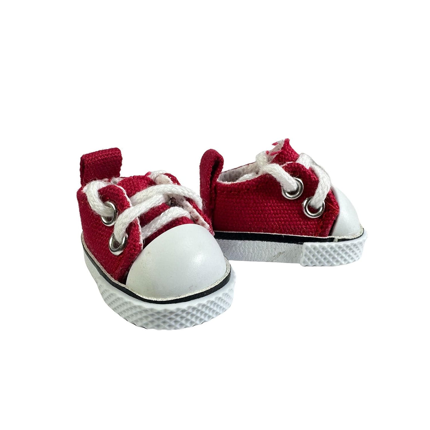 QIXINGWISE 2 Pairs 17cm Doll Shoes – Lace-Up Canvas Sneakers (Red & White)