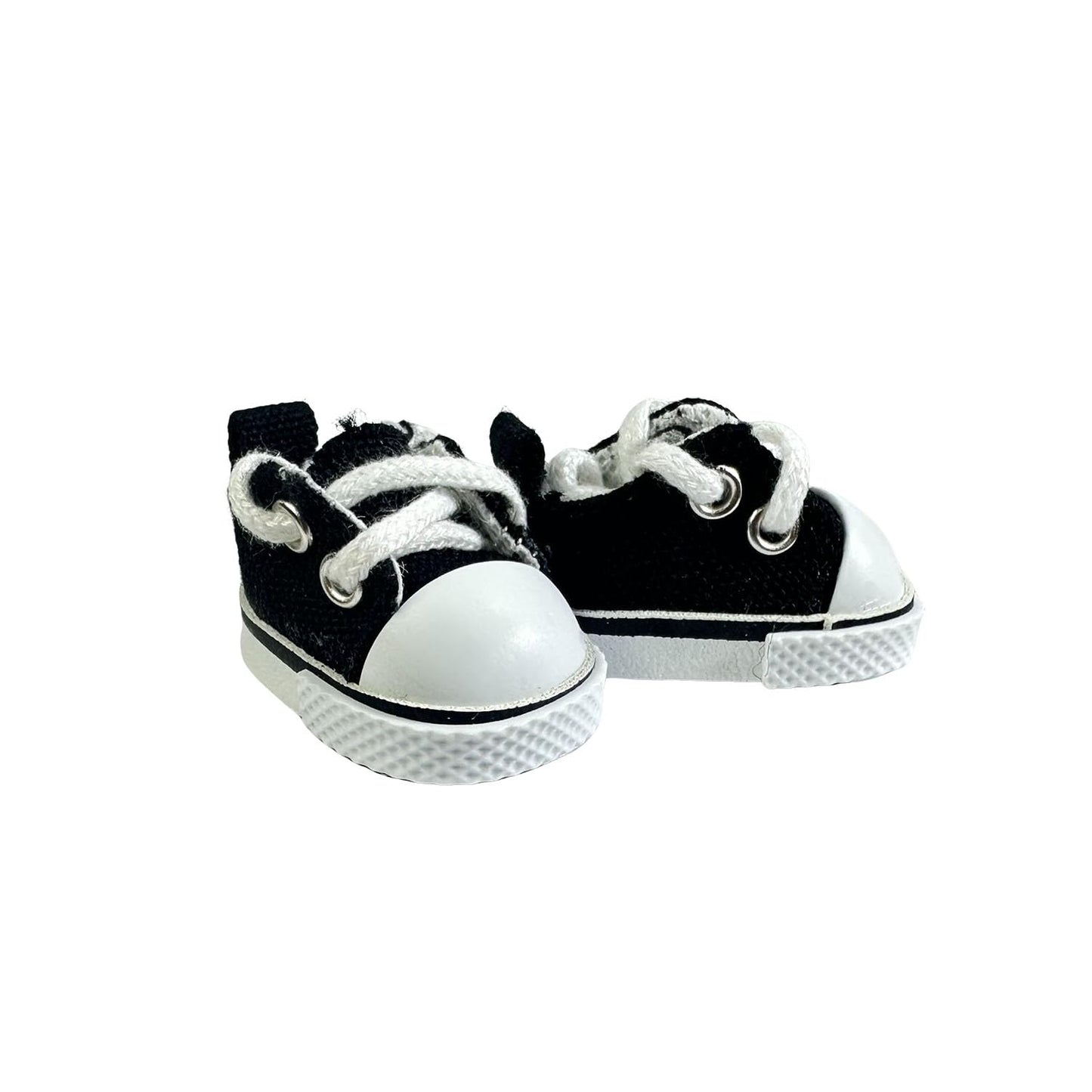 QIXINGWISE 2 Pairs 17cm Doll Shoes – Lace-Up Canvas Sneakers for 17cm Dolls (Black & Blue)