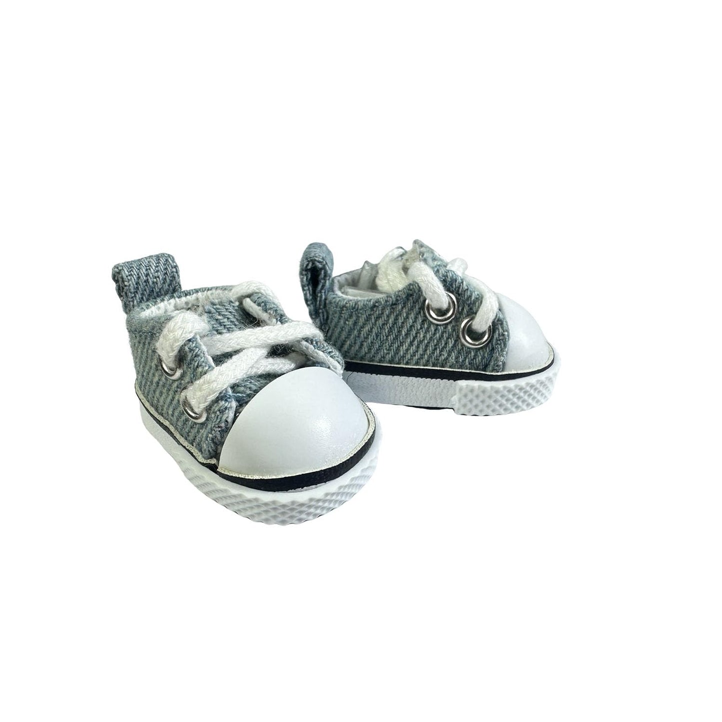 QIXINGWISE 2 Pairs 17cm Doll Shoes – Lace-Up Canvas Sneakers for 17cm Dolls (Black & Blue)