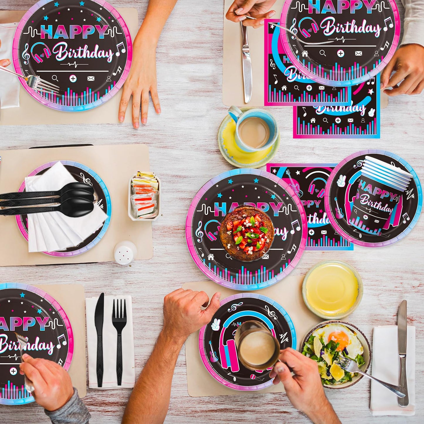 QIYANPAX 168Pcs Music Party Supplies – Disposable Tableware Set for 24 Guests