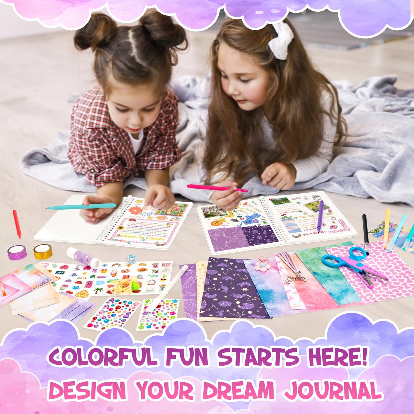 QIYVLOS 2 Pack DIY Journal Kit for Girls – Creative Journaling Set for Ages 8-13