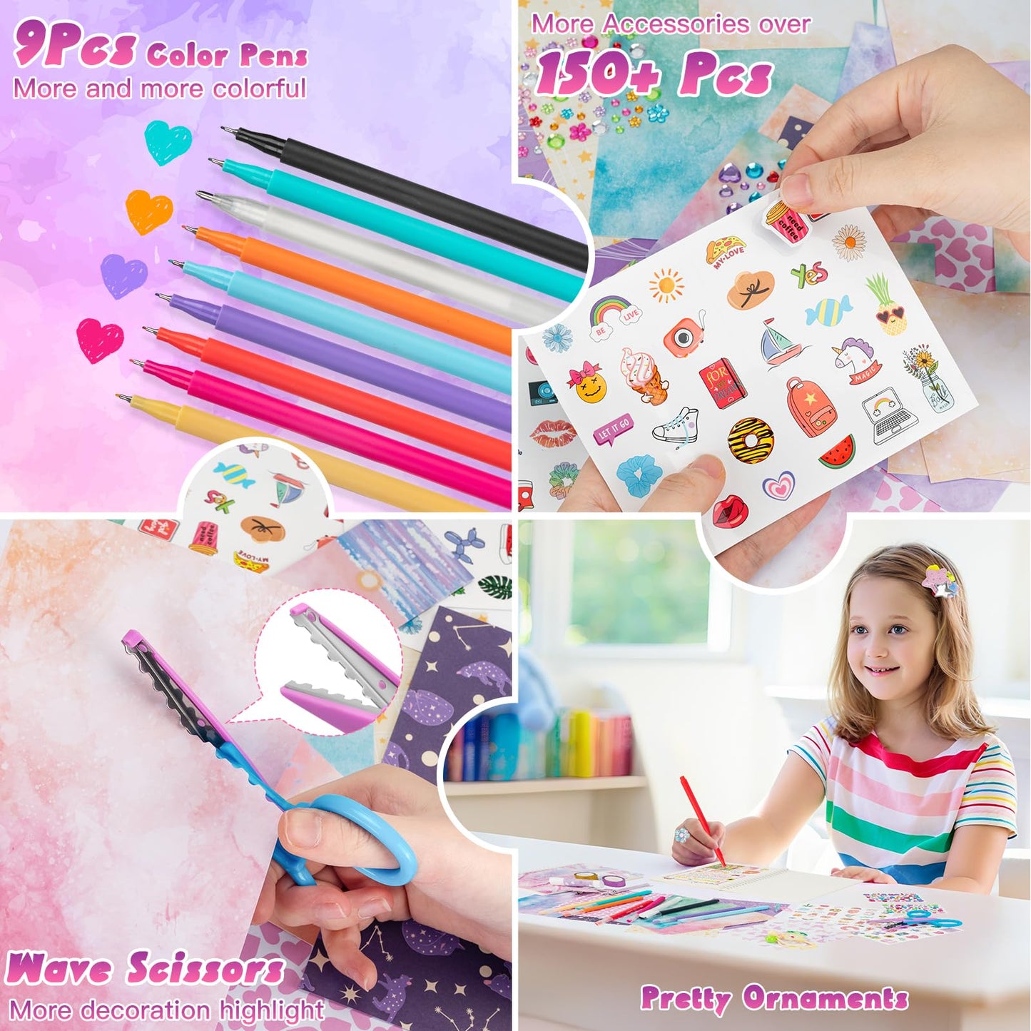 QIYVLOS 2 Pack DIY Journal Kit for Girls – Creative Journaling Set for Ages 8-13