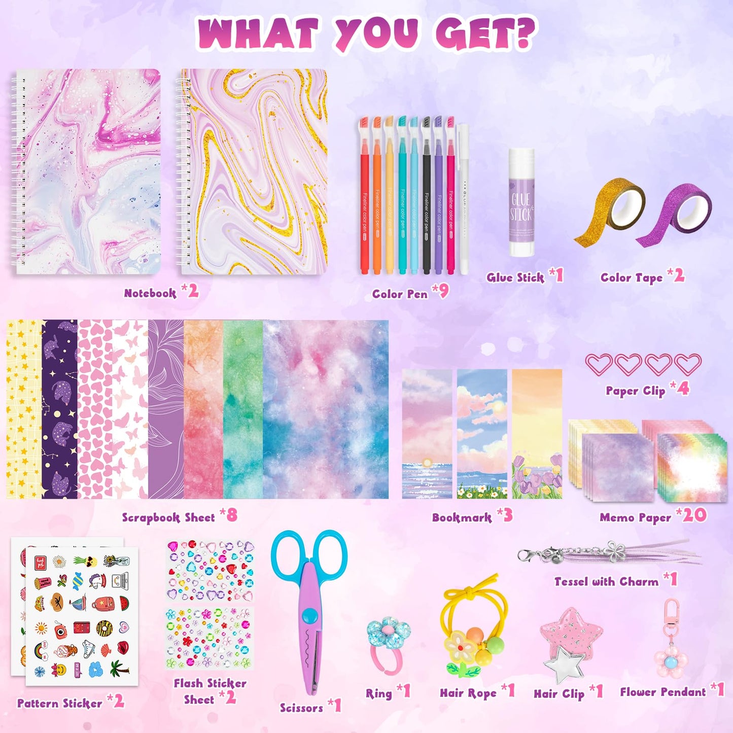 QIYVLOS 2 Pack DIY Journal Kit for Girls – Creative Journaling Set for Ages 8-13