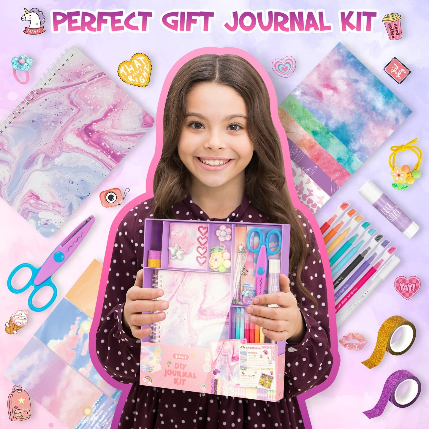 QIYVLOS 2 Pack DIY Journal Kit for Girls – Creative Journaling Set for Ages 8-13