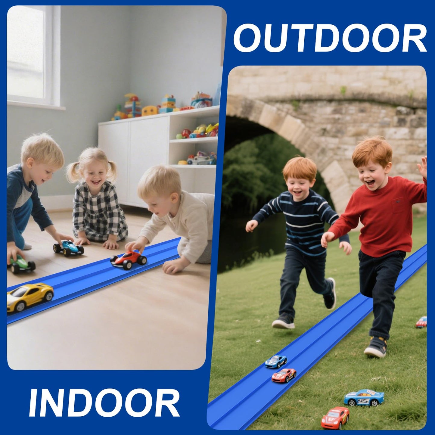 QLANGGO Flexible Race Track Toys – 15ft DIY Ramp Track for 1:64 Cars