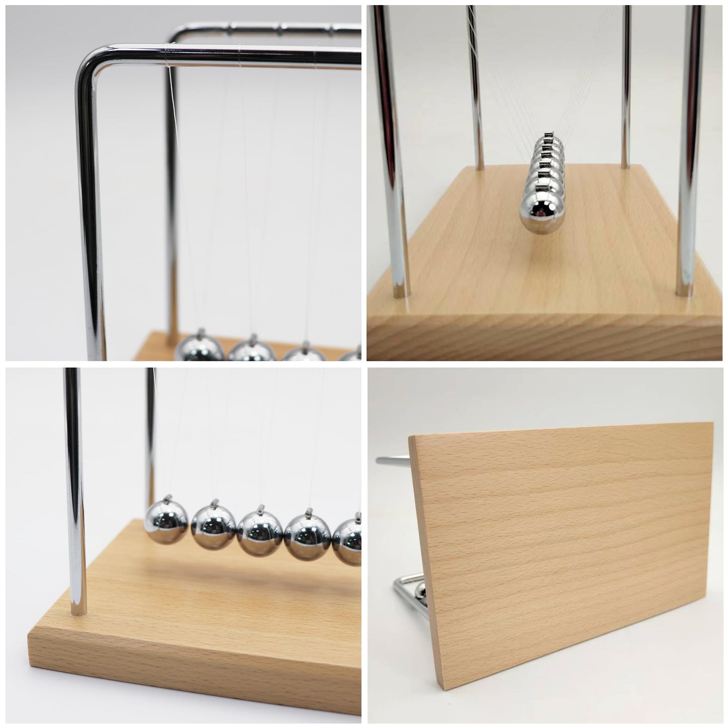 QLKUNLA Newtons Cradle – Beech Wood, 7-Ball Kinetic Desk Toy & Office Decor