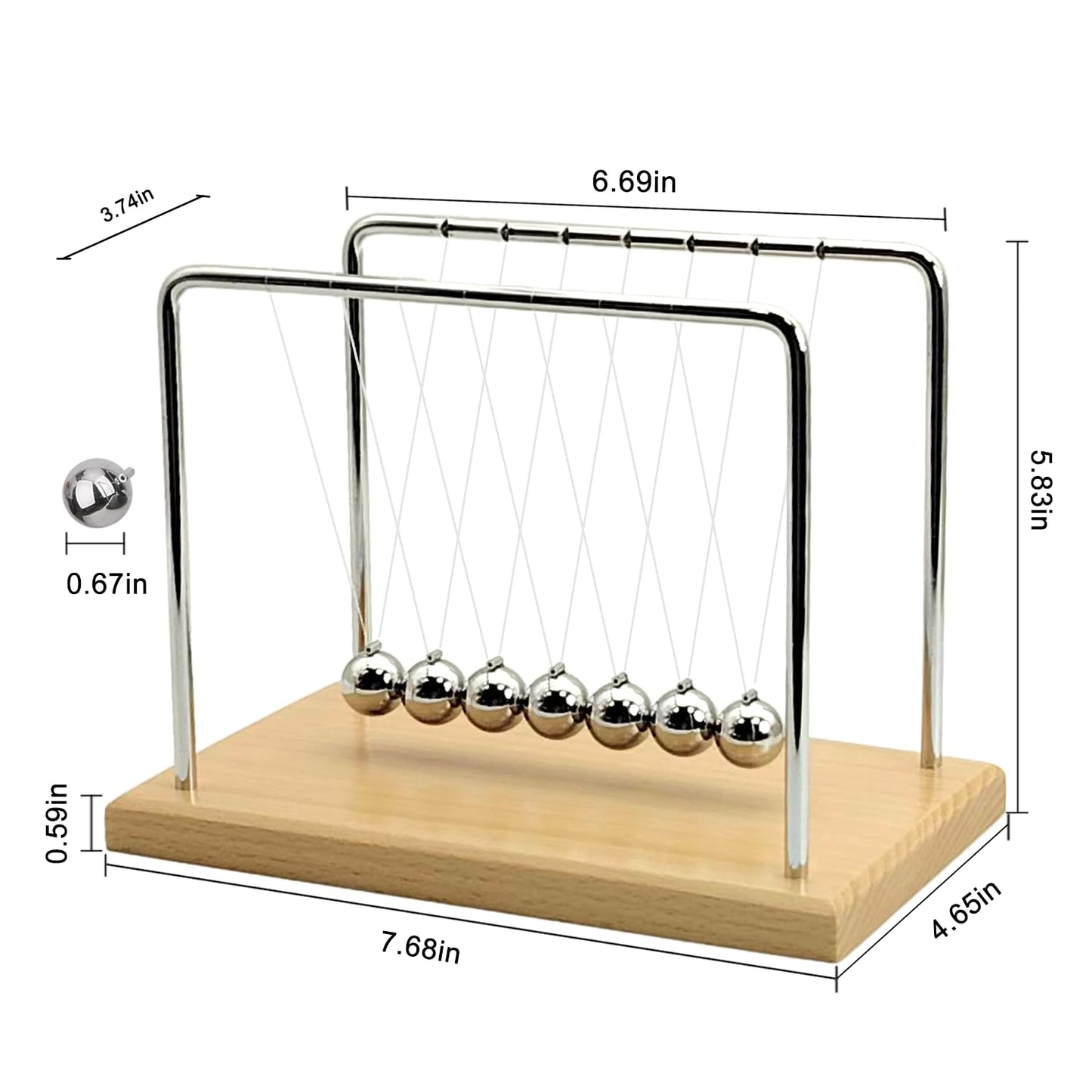 QLKUNLA Newtons Cradle – Beech Wood, 7-Ball Kinetic Desk Toy & Office Decor