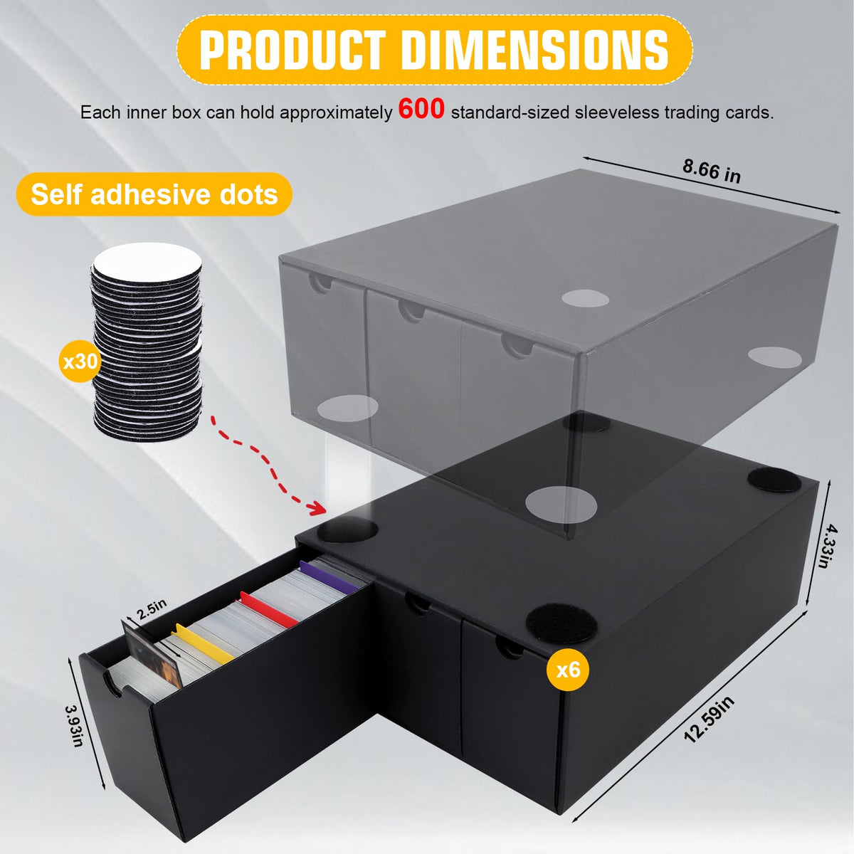 QLOUNI Trading Card Storage Box — 18 Boxes + 60 Dividers for MTG, YGO, PTCG, Baseball Cards
