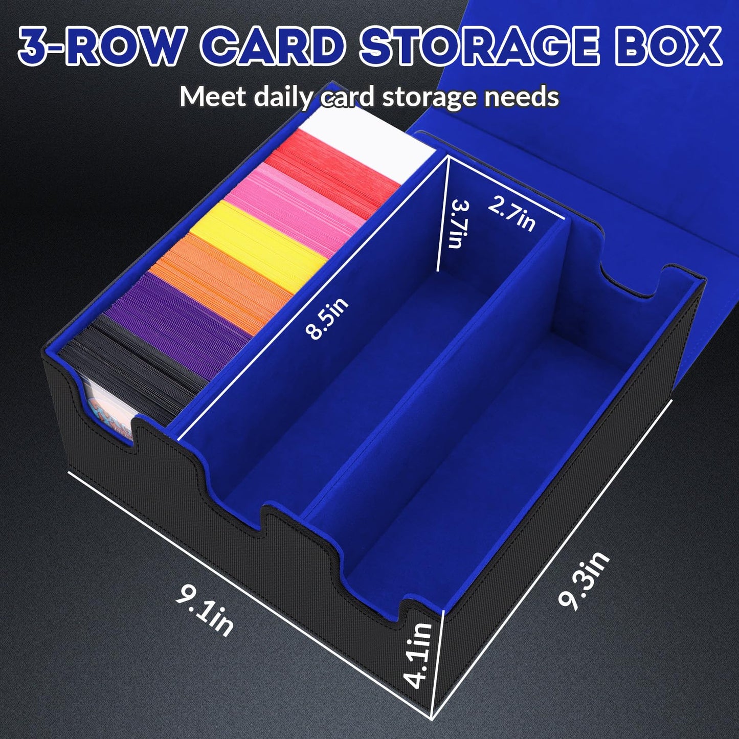 QLOUNI Card Storage Box – 2100+ Card Capacity, Magnetic Closure, PU Leather Deck Case for MTG, YuGiOh & Sports Cards