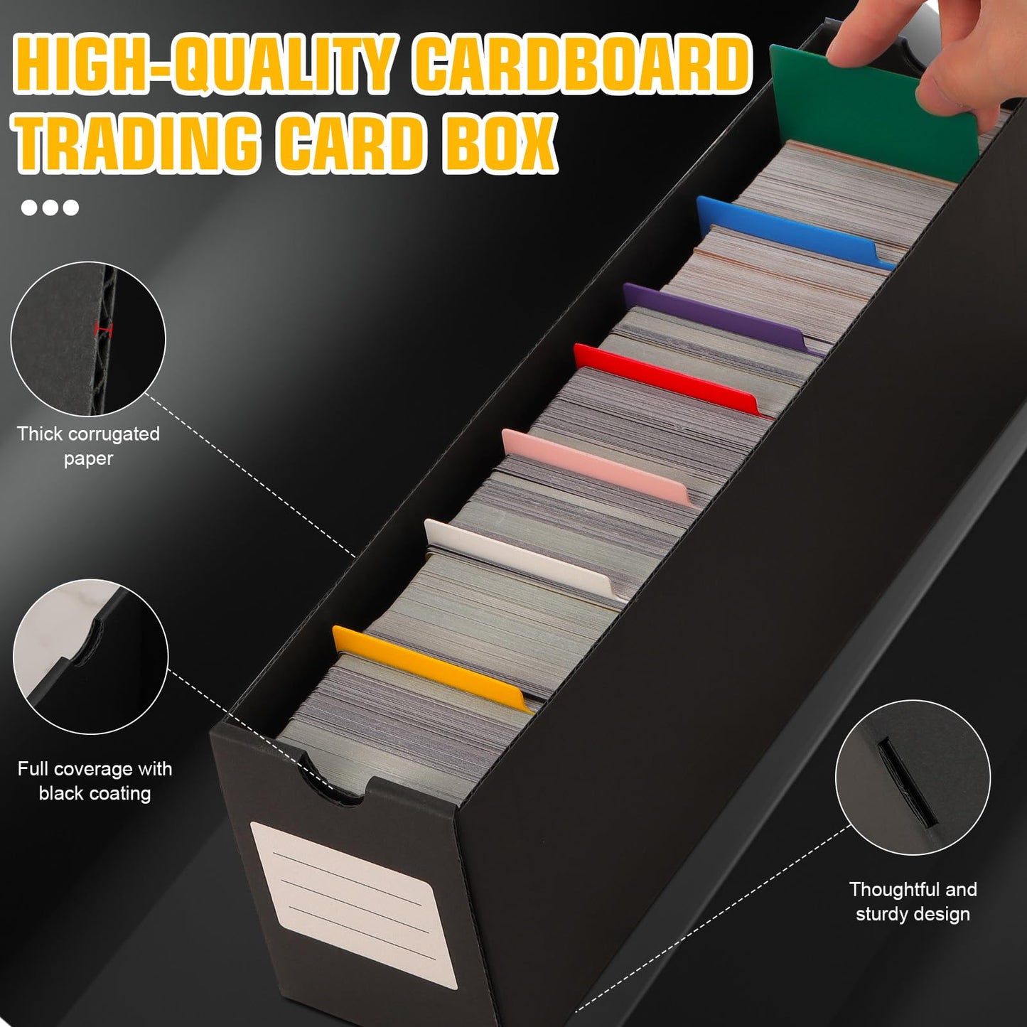 QLOUNI Trading Card Storage Box – 9x600+ Card Boxes, 48 Dividers, 9000+ Card Capacity