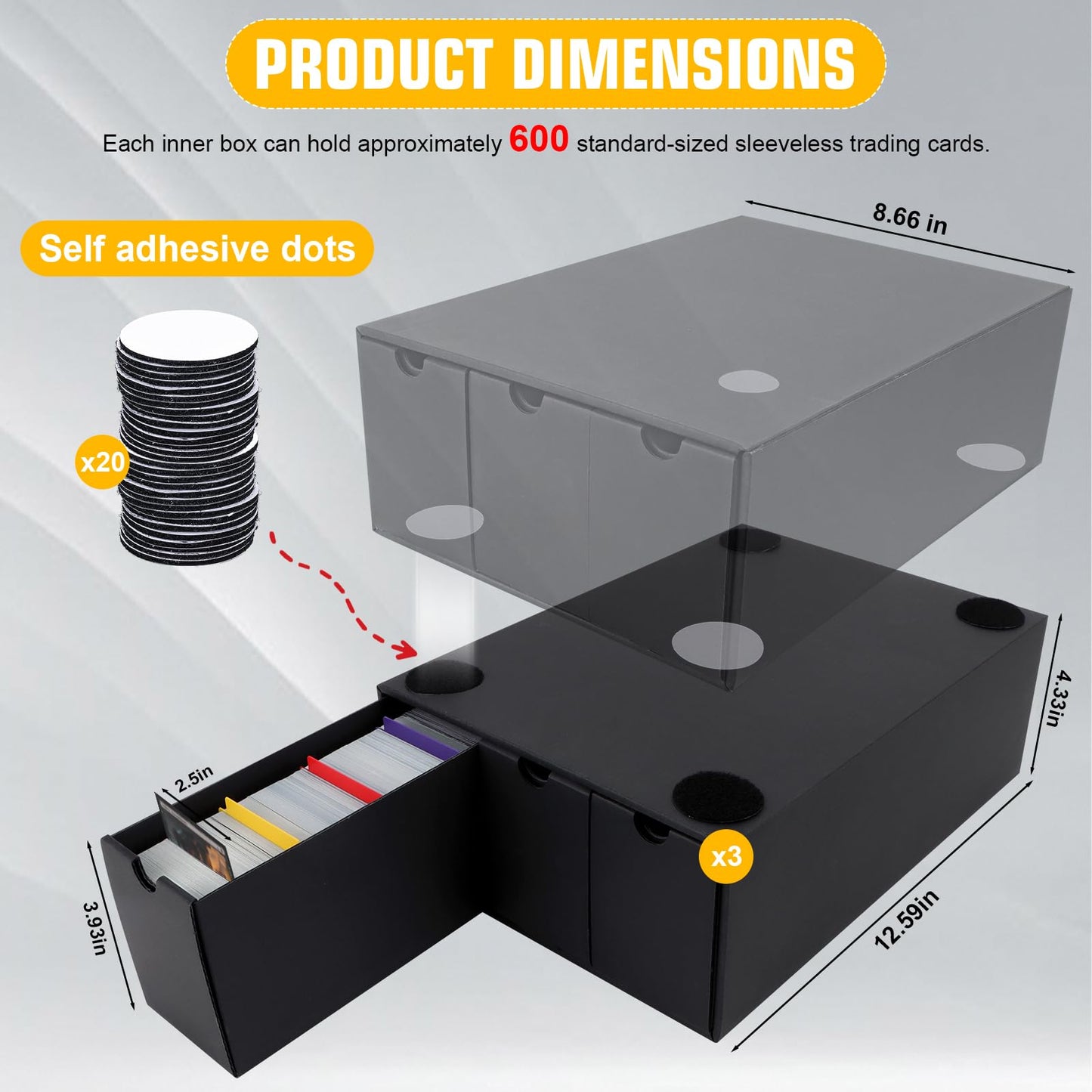 QLOUNI Trading Card Storage Box – 9x600+ Card Boxes, 48 Dividers, 9000+ Card Capacity