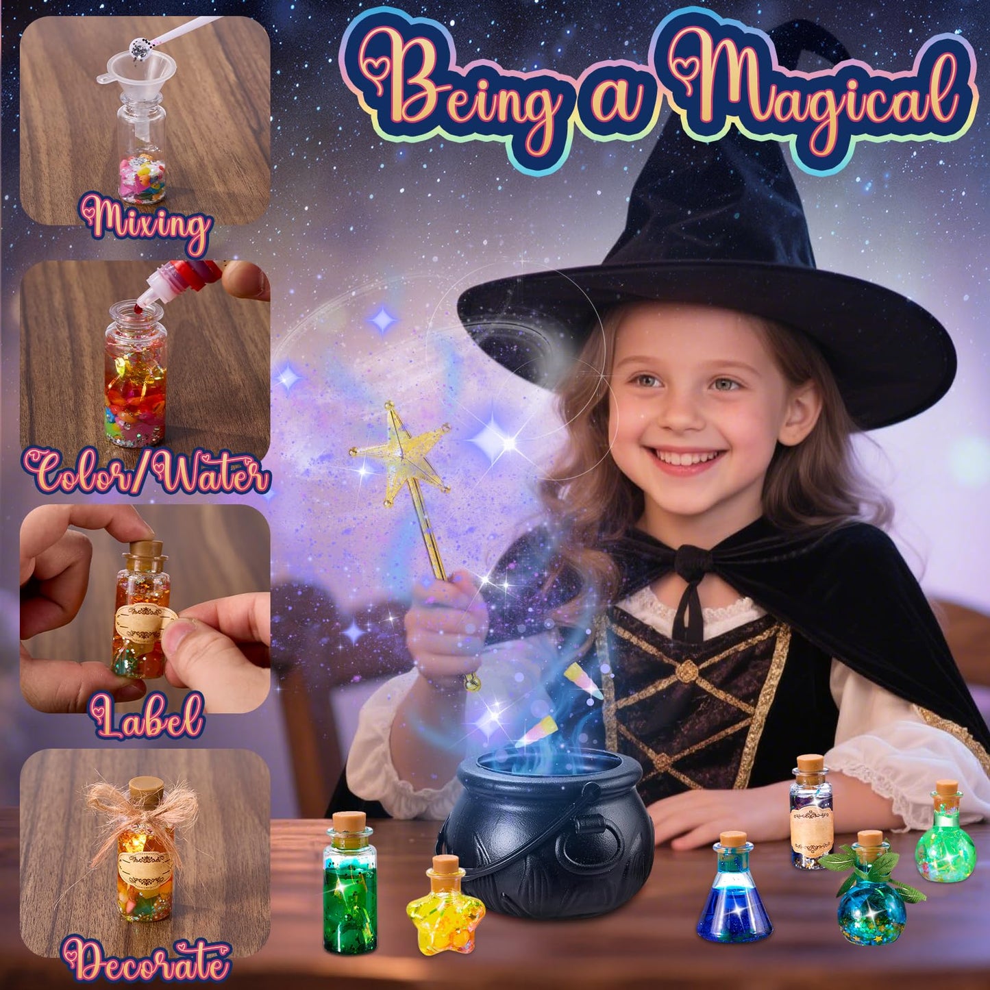 QLRR Mystery Mix Potion Craft Kits — 24-Bottle Creative Set for Kids 6-12+