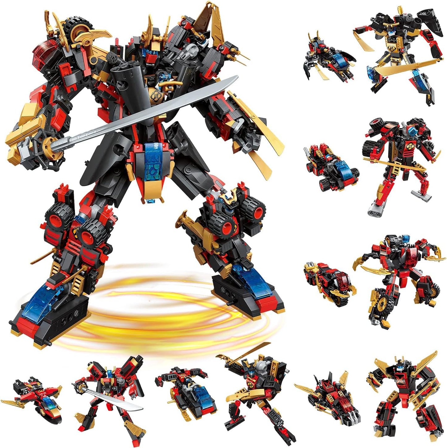 QLT QIAOLETONG 12-in-1 Transforming Mecha Robot Building Set – 542 Pieces, Lego-Compatible