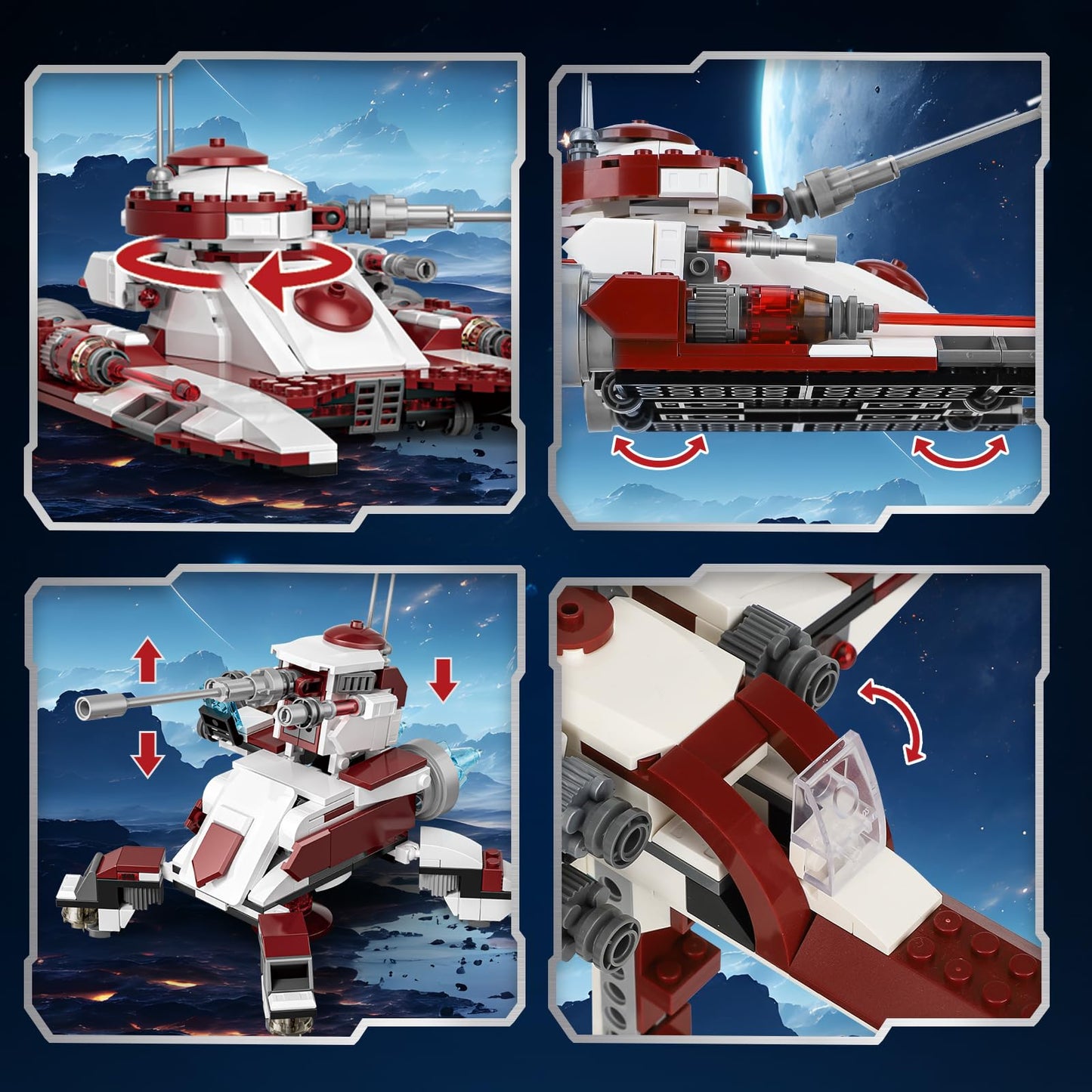 QLT QIAOLETONG 3-in-1 Space Vehicle Set | Buildable Fighter, Tank & Cannon