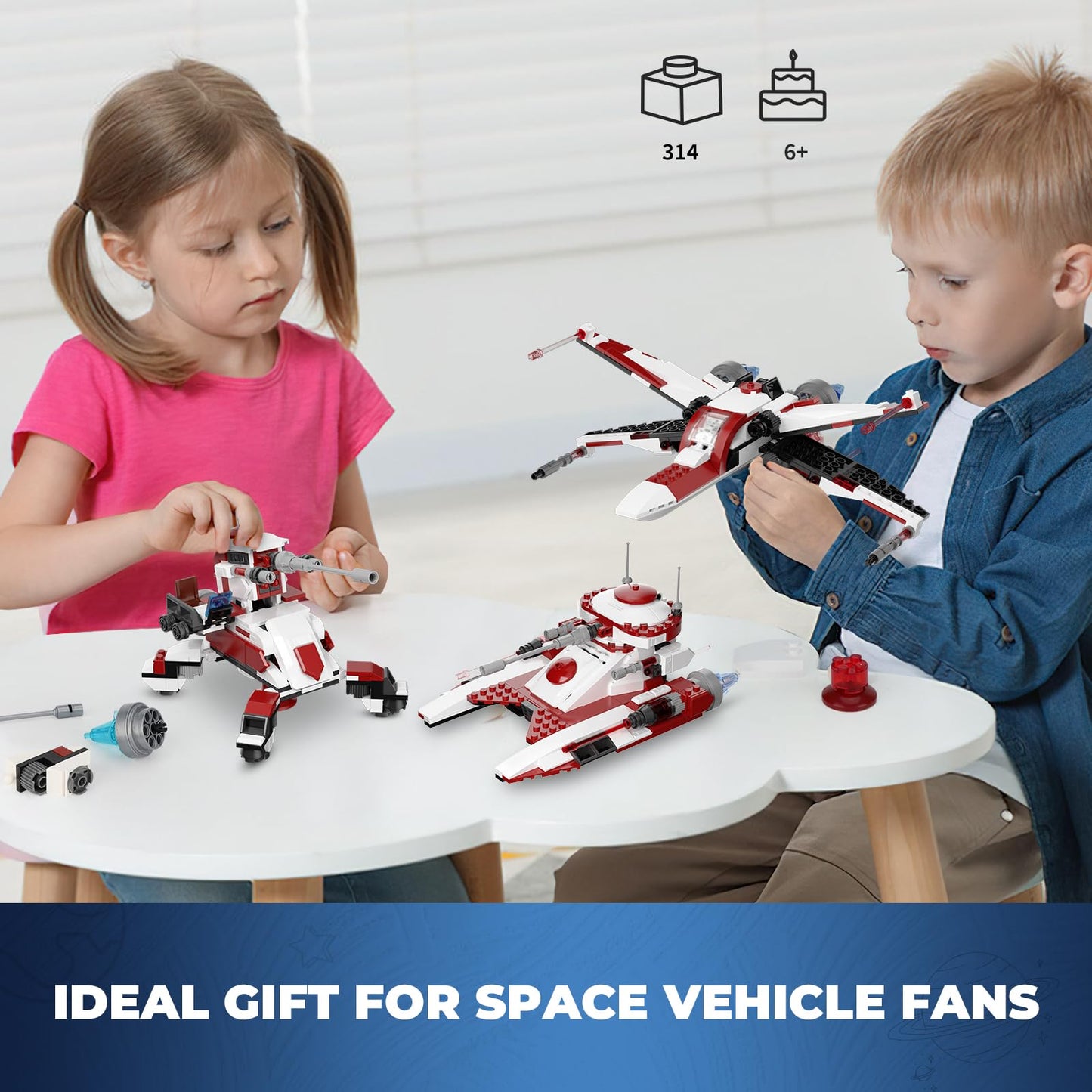 QLT QIAOLETONG 3-in-1 Space Vehicle Set | Buildable Fighter, Tank & Cannon
