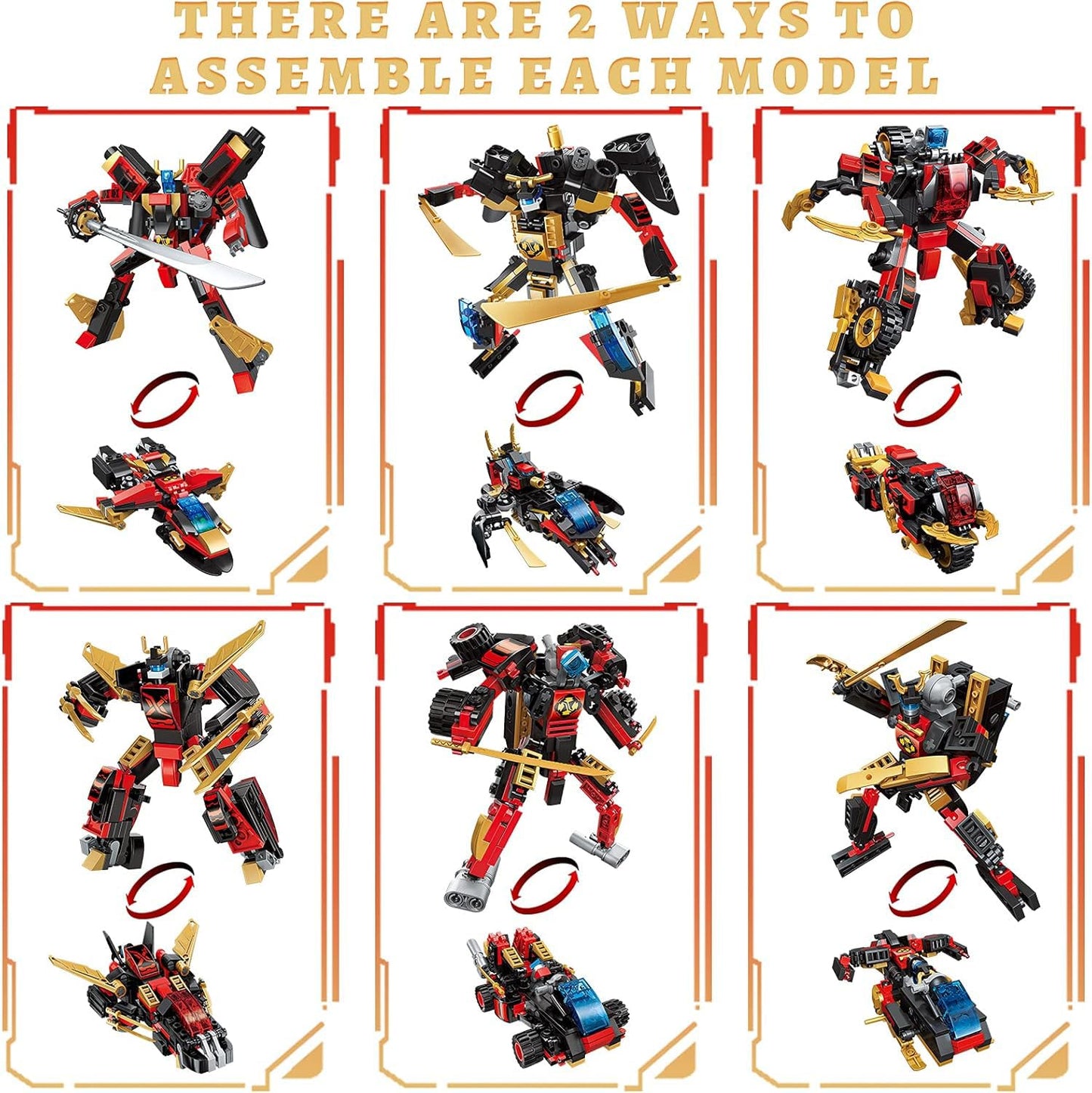 QLT QIAOLETONG 12-in-1 Transforming Mecha Robot Building Set – 542 Pieces, Lego-Compatible