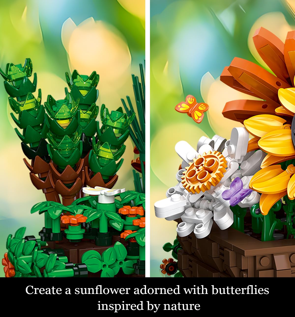 QLT QIAOLETONG 924-Piece Sunflower Bonsai Building Set – Compatible with Lego Flower Sets for Adults