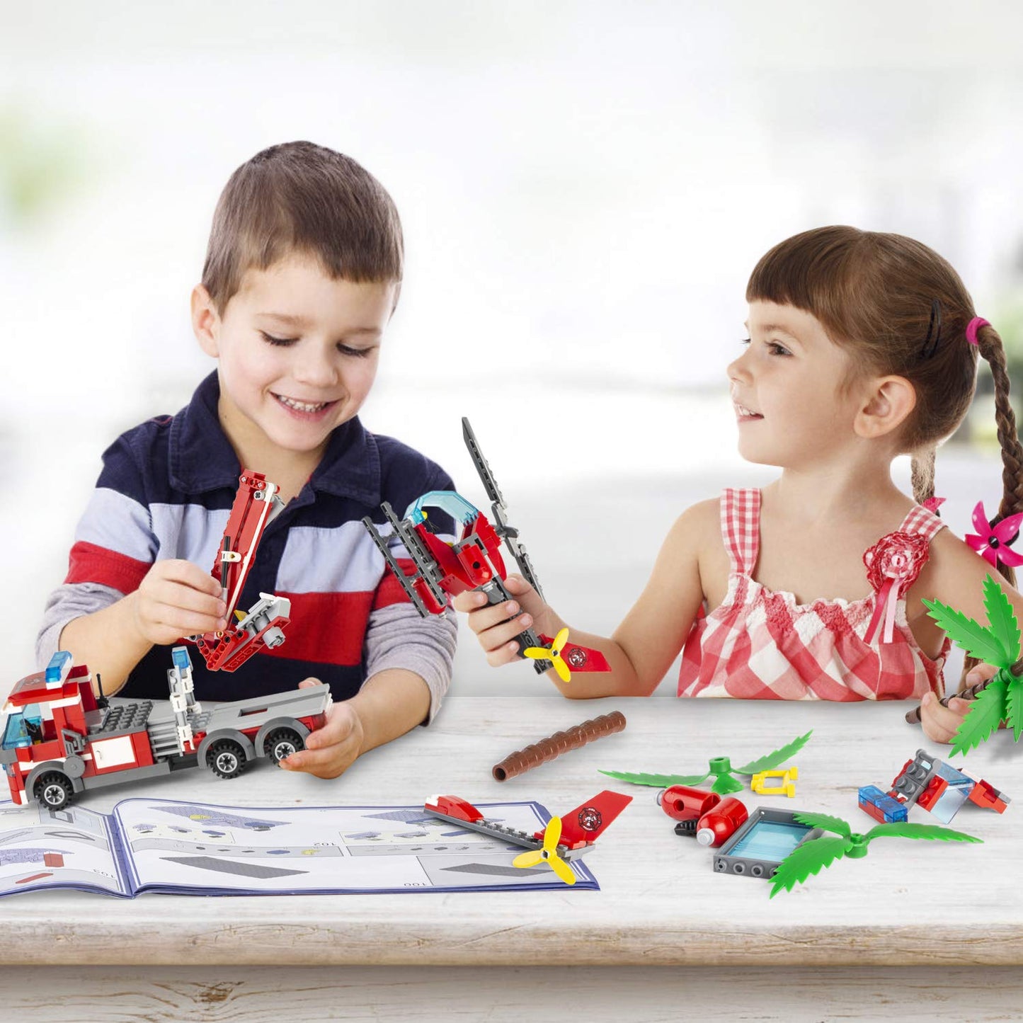 QLT QIAOLETONG City Fire Station Building Kit – 774 Pcs STEM Toys for Boys 6-10