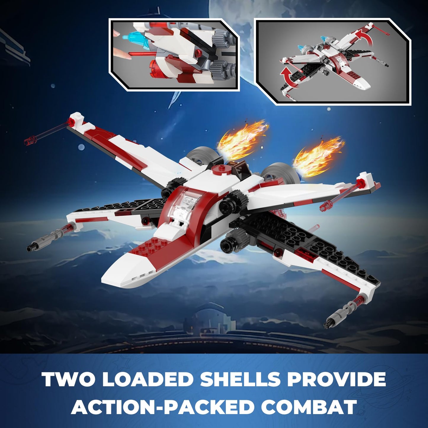 QLT QIAOLETONG 3-in-1 Space Vehicle Set | Buildable Fighter, Tank & Cannon