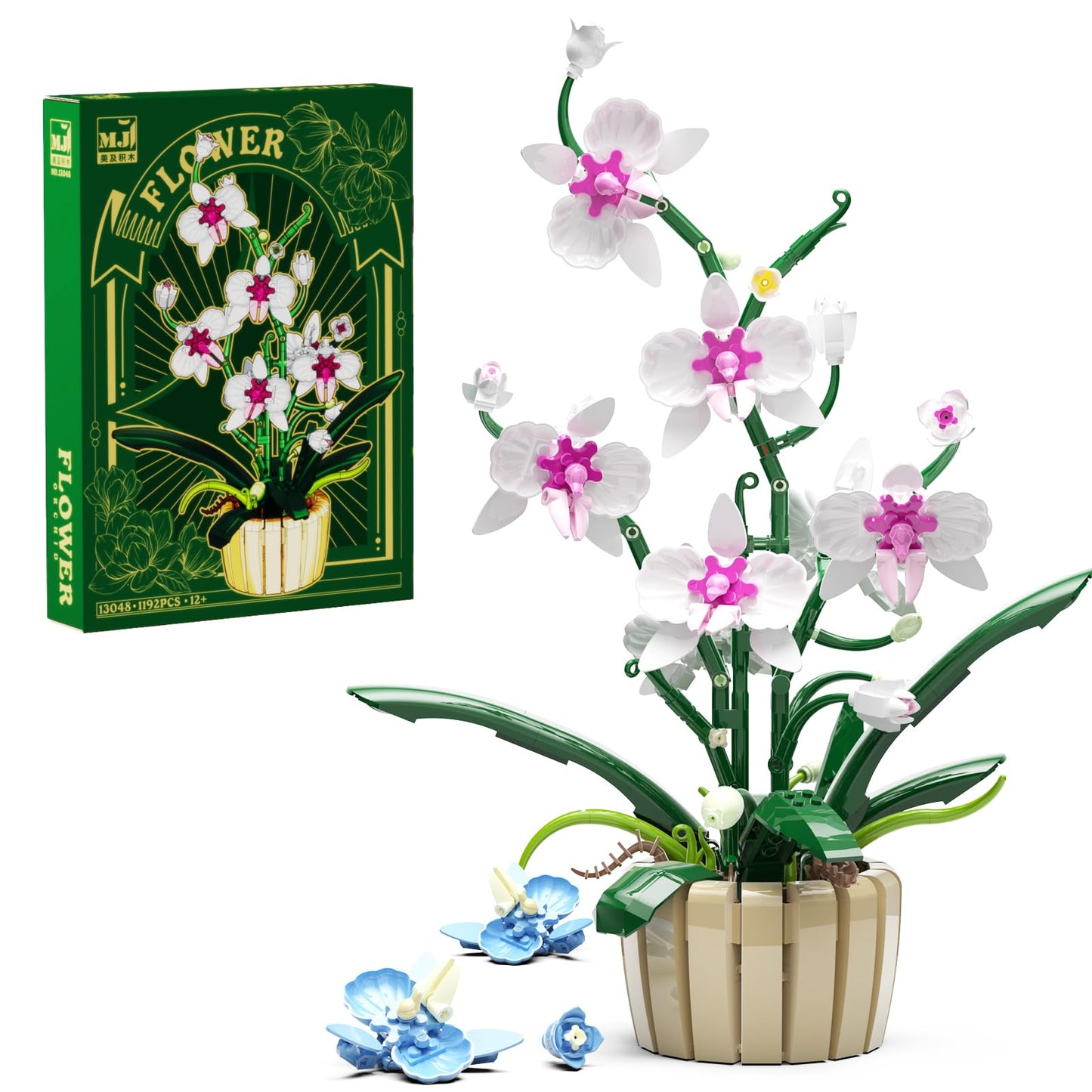 QLT QIAOLETONG Icons Orchid Flowers Building Set – Exquisite Orchid Bonsai for Adults (1192 pcs)