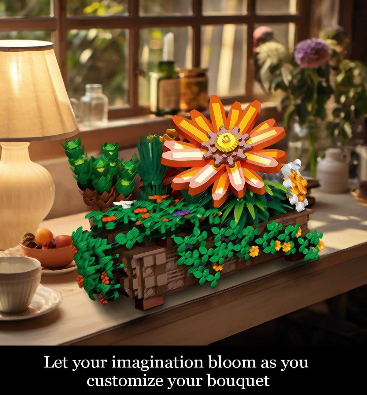 QLT QIAOLETONG 924-Piece Sunflower Bonsai Building Set – Compatible with Lego Flower Sets for Adults