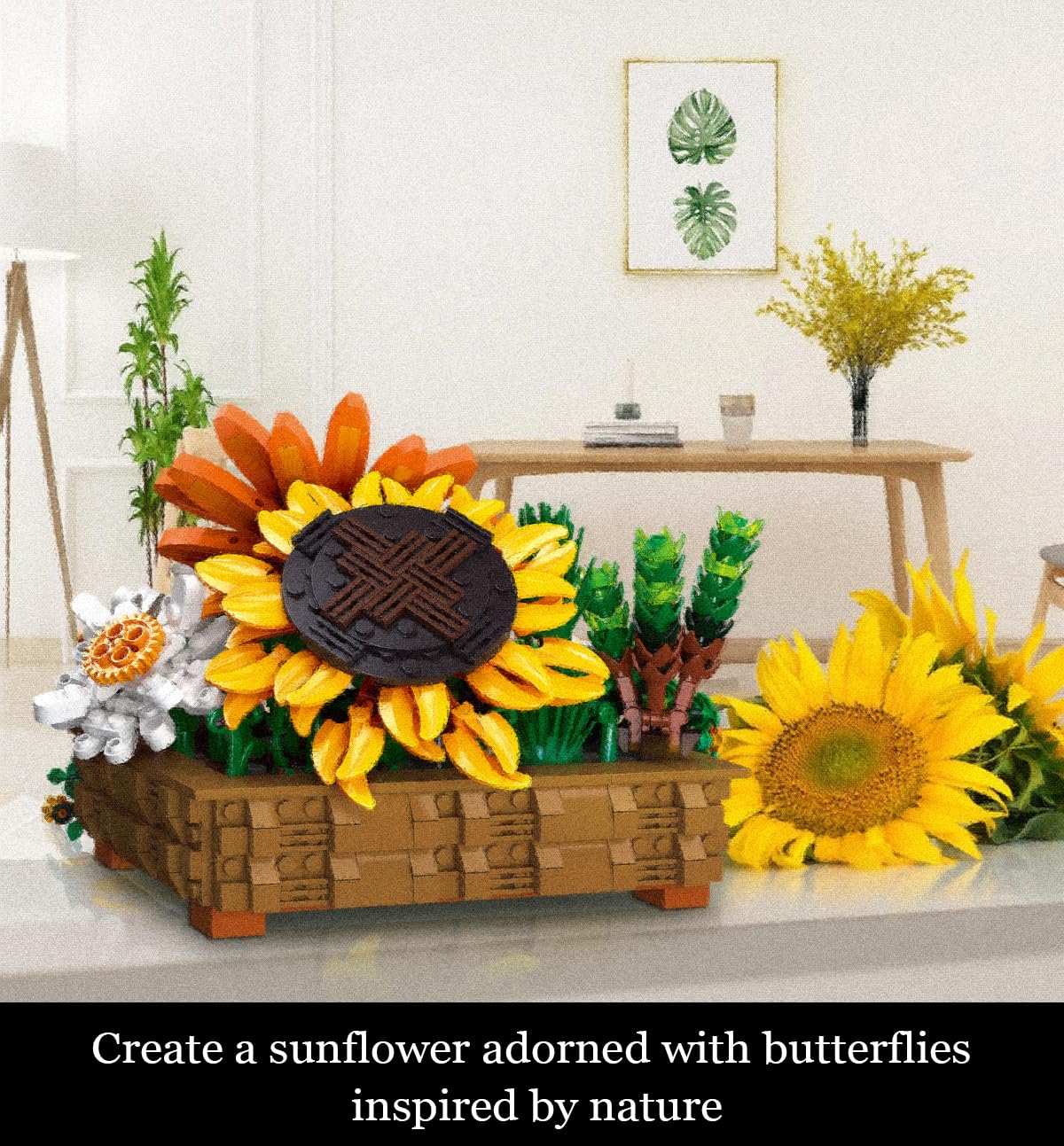 QLT QIAOLETONG 924-Piece Sunflower Bonsai Building Set – Compatible with Lego Flower Sets for Adults